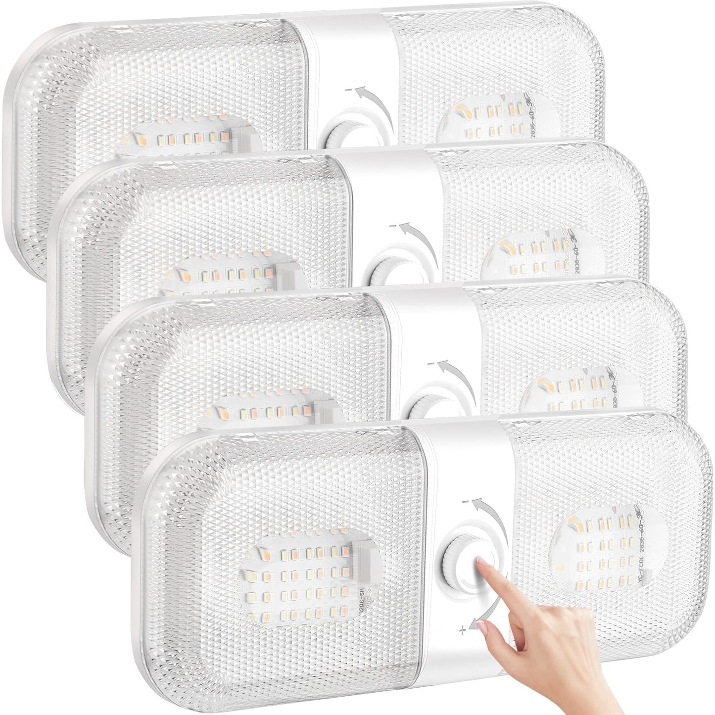 LILTSDRAE RV Lights Interior 1700LM，3 Color 12V Volt Led Light, Super Bright 120 LEDs Dome Light Fixture for RV Accessories/Camper/Car/Trailer/Boat ((Crystal Finish/(Cold +Warm+Natural Light) 4PCS))