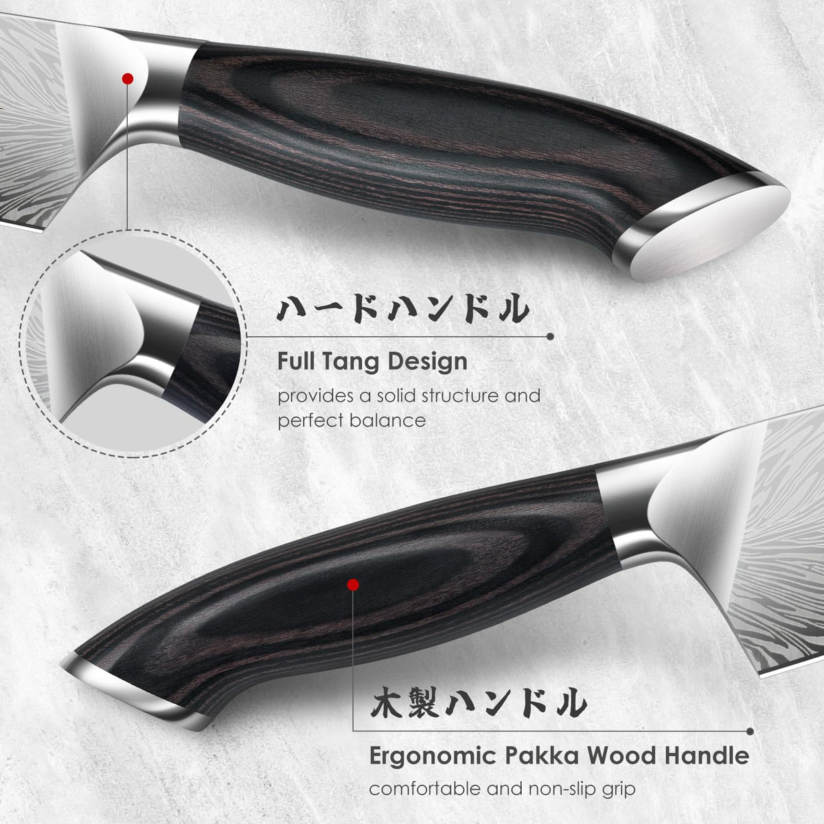 SANMEIHO Chef Knife in Powder Steel, Japanese Kitchen Knife 8 Inch, Ultra Sharp Chef's Knives, High Carbon Japanese Utility Knives for Meat Vegetable with Ergonomic Pakkawood Handle