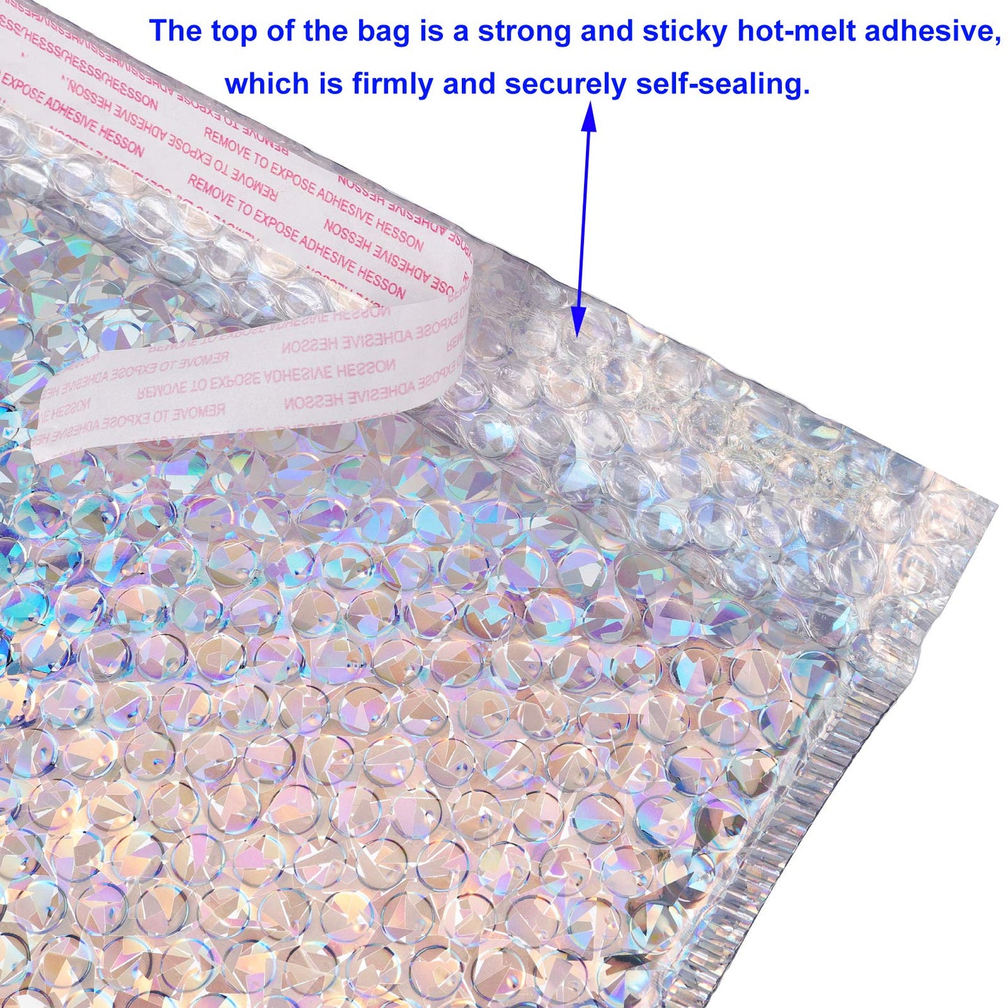 KOHAND 30 PCS Holographic Metallic Bubble Mailers 15.7 x 11.8 Inches, Silver Padded Envelopes Self Sealing Bubble Lined Adhesive Cushion Envelopes for Shipping, Mailing