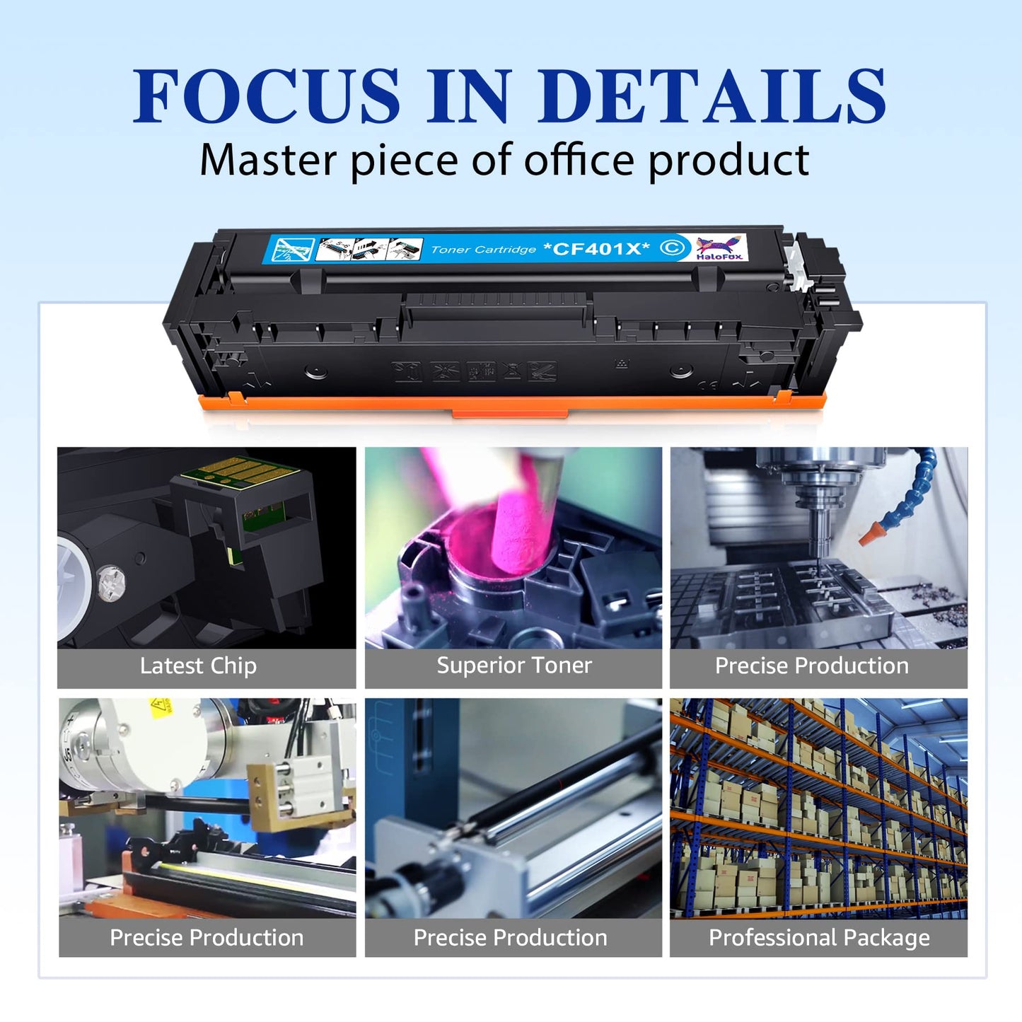 HaloFox Compatible Toner Cartridge Replacement for HP 201X 201A CF400A CF400X CF401X CF402X CF403X for HP Color Laserjet Pro MFP M252dw M252n M277dw M277n M277c6 M274n Printer (4-Pack)