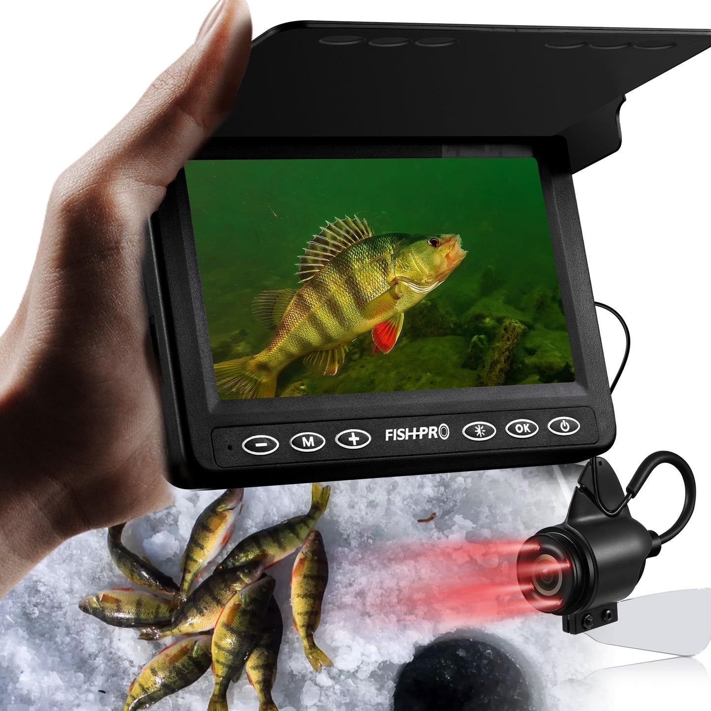 2026 Underwater Fishing Camera - FishPRO® 4.3'' 5,000mAh, (NO Need Learn) Ice Fishing Camera Fish Finder Gift for Men, 3-Grade IR, USB-C, 1000TVL, 50ft Cable, (Easy to Use for Any Age) Ice Fish Camera