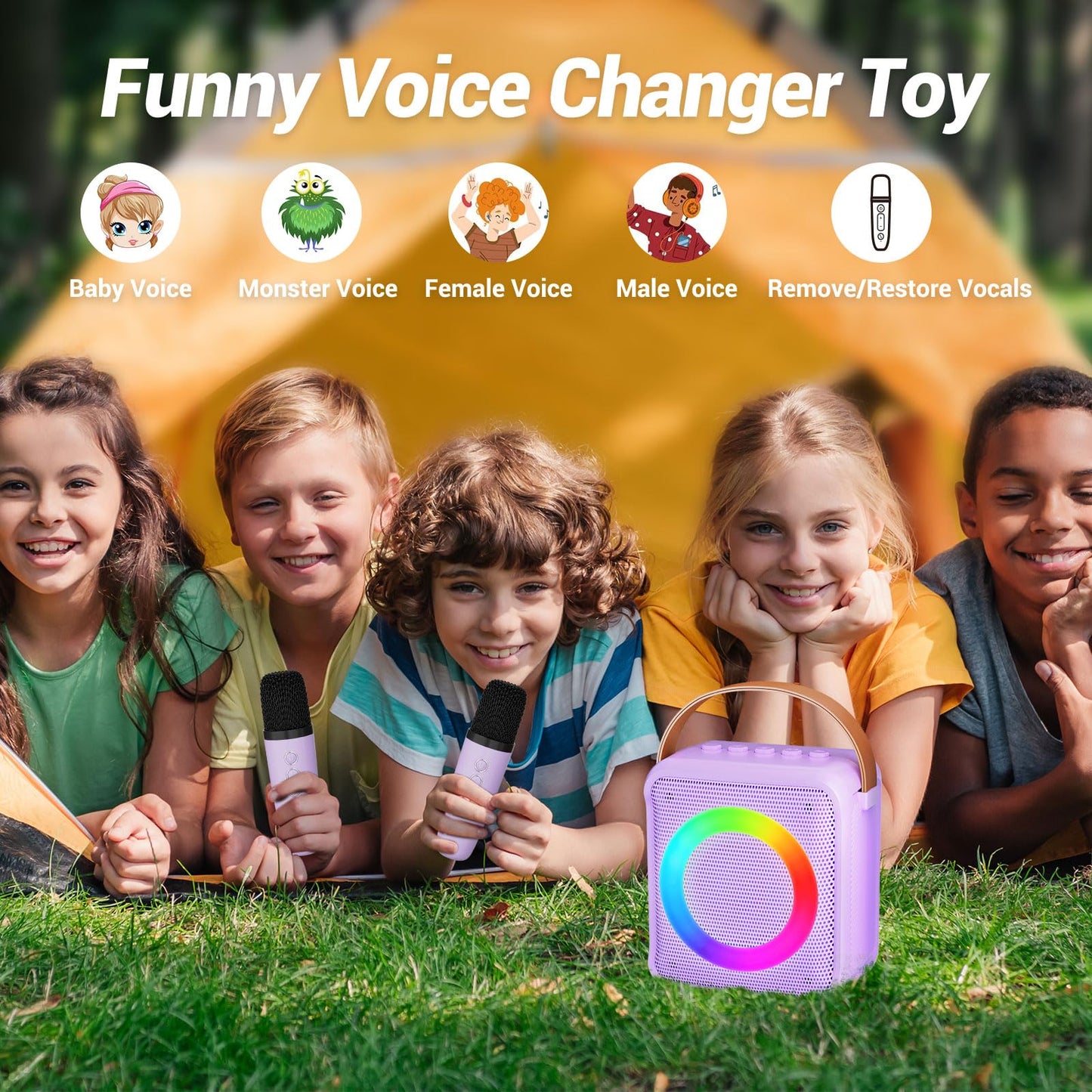 Ankuka Karaoke Player,Karaoke Microphone Machine for Kids, Portable Speaker with 2 Wireless Microphone Karaoke Player for All Smartphones,Family,Home Party,Birthday Gifts(Purple)