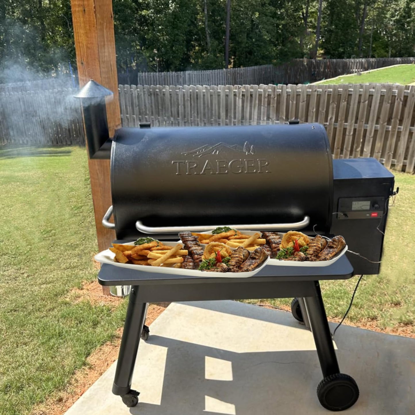 25x12” Folding Front Shelf for Traeger Pro 575/22, Ironwood 650, BAC362, Mesa/Century/Eastwood 22 | Heavy-Duty Grill Accessory | Barbecue Stand Shelves | 30lb Capacity & Space-Saving Design