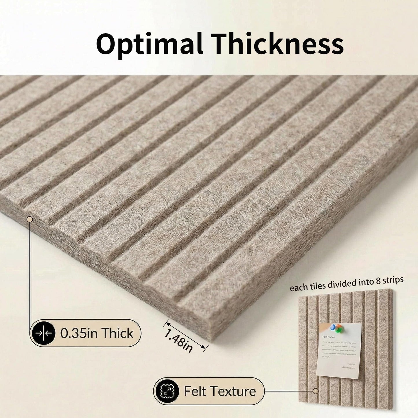 MegaBlues Large Felt Bulletin Board 48" x 36" Cork Board Alternative-12 Pack with 72 Safe Removable Adhesive Tabs, Cork Boards for Walls Cork Board for Home Office Classroom Pin Board (Taupe)