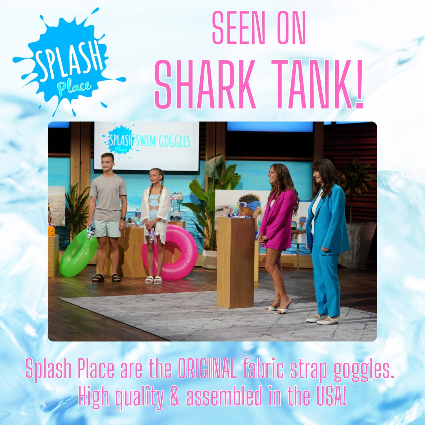 SPLASH SWIM GOGGLES - Mermaid - Fun, Fashionable, Comfortable - Fits Kids and Adults - Won't Pull Your Hair - Easy to Use - High Visibility Anti-Fog Lenses - ORIGINAL PATENT PENDING DESIGN