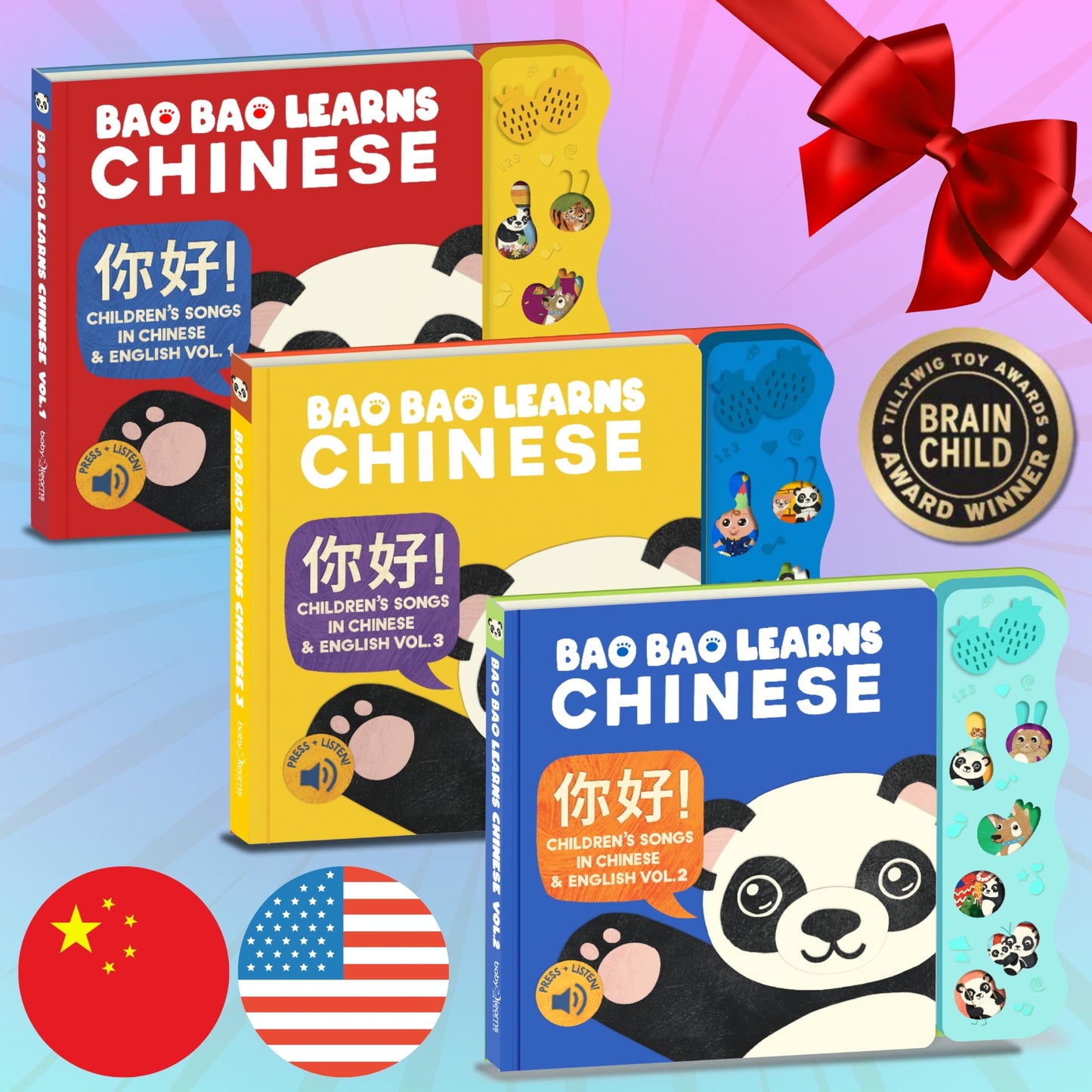 Bao Bao Learns Chinese Vol. 2 | Musical Chinese Book & Bilingual Toy Gift for Babies & Toddlers; Learn Chinese Nursery Rhymes for Kids; Mandarin Chinese Board Book for Learning Chinese
