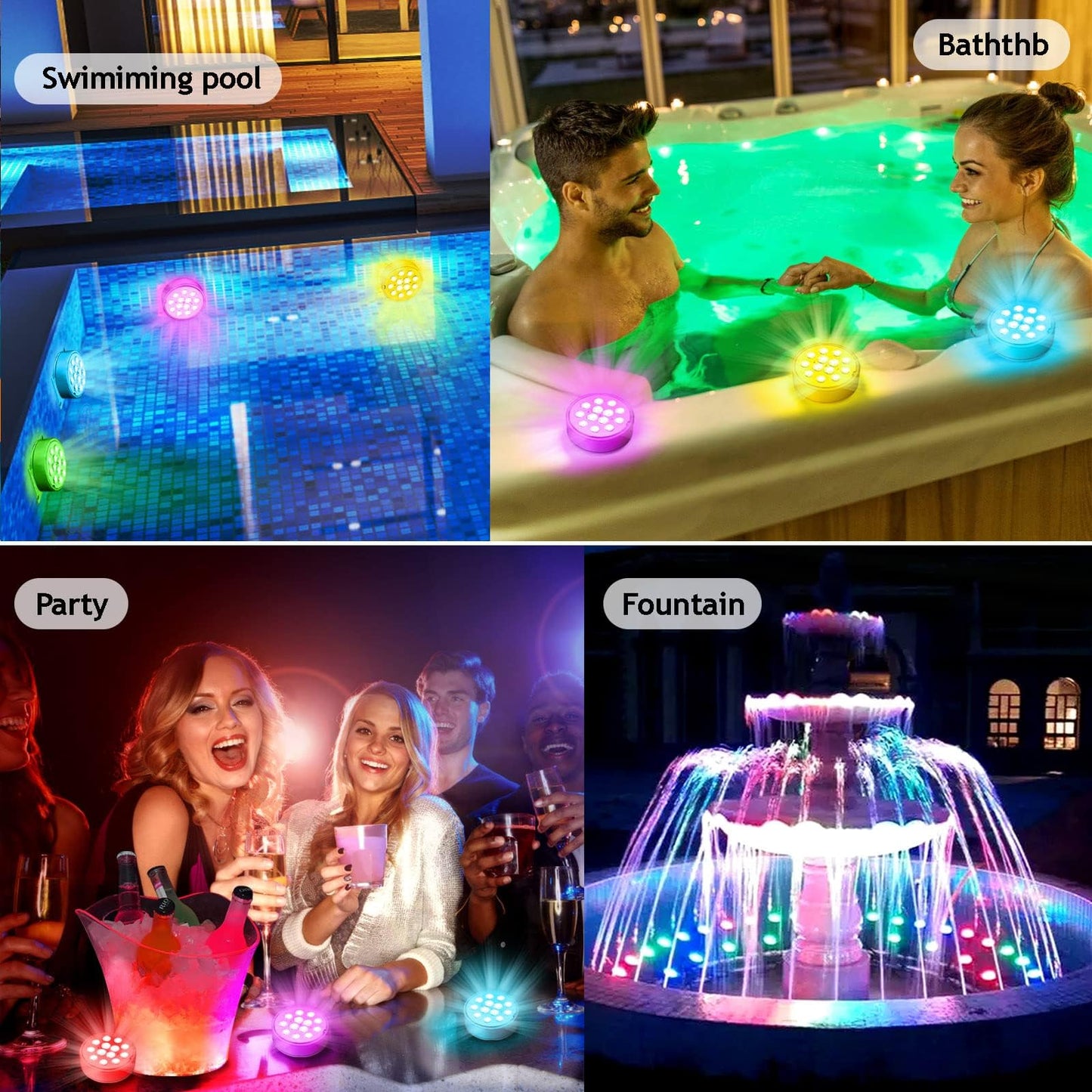 Pool Lights Rechargeable Underwater Above Ground - Submersible LED Lights Waterproof IP68 with Remote/Timer, Hot Tub Pond Lights with 16 Color RGB for Pond, Backyard, Party, Vase (4 Pack)