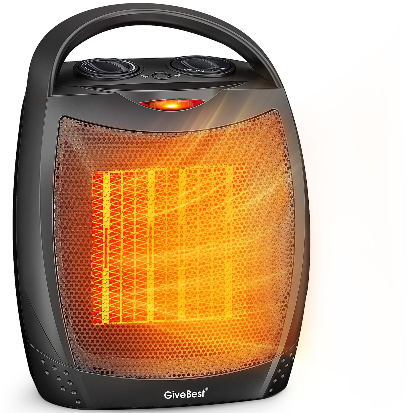 Portable Electric Space Heater with Thermostat, 1500W/750W Safe & Quiet Ceramic Heater Fan, Heat Up 200 sq. Ft for Office Room Desk Indoor Use (Black)