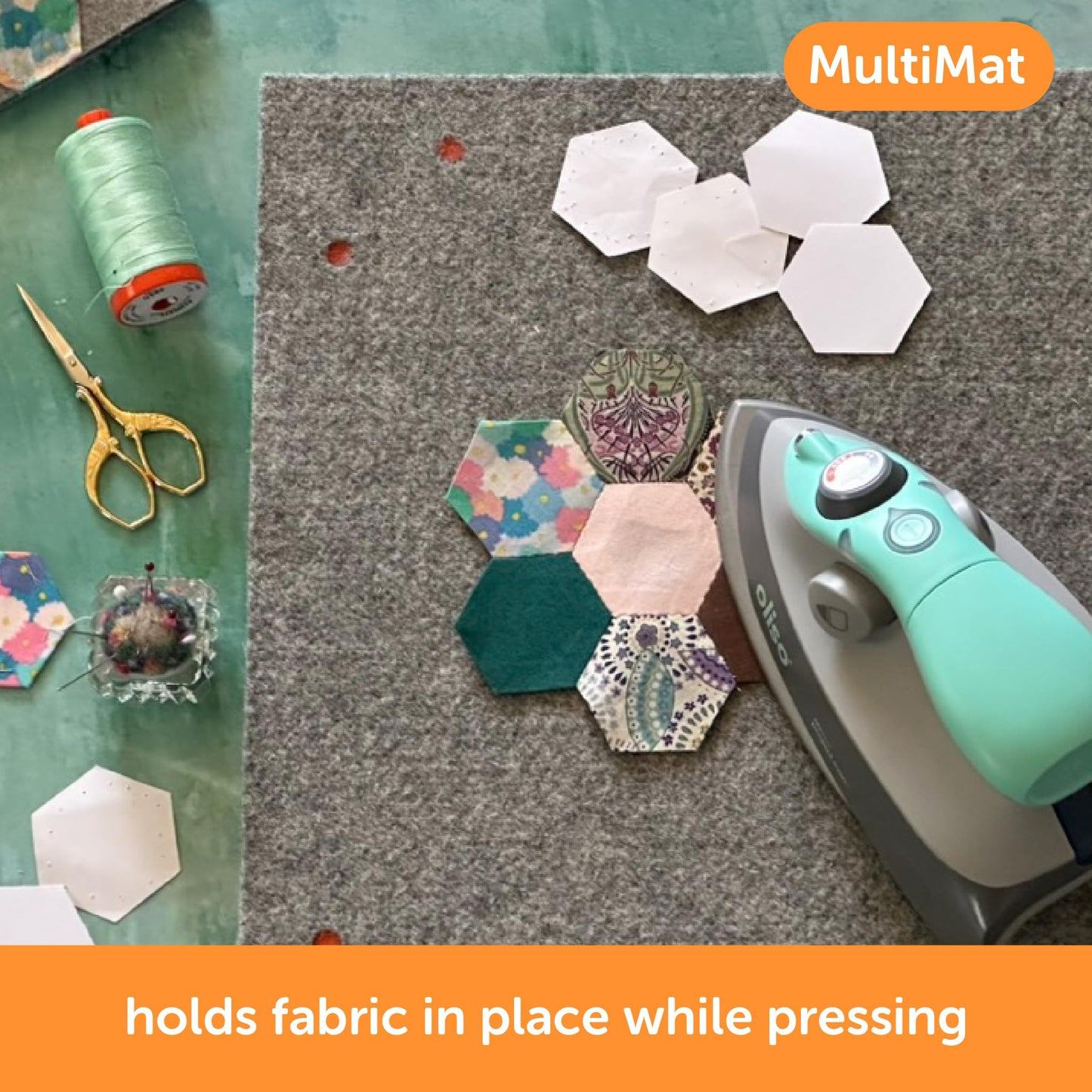 oliso MultiMat Wool Pressing Pad – 100% New Zealand Wool, 14" x 14", ½" Thick – Ideal for Quilting, Sewing & Crafting (Single Pack)