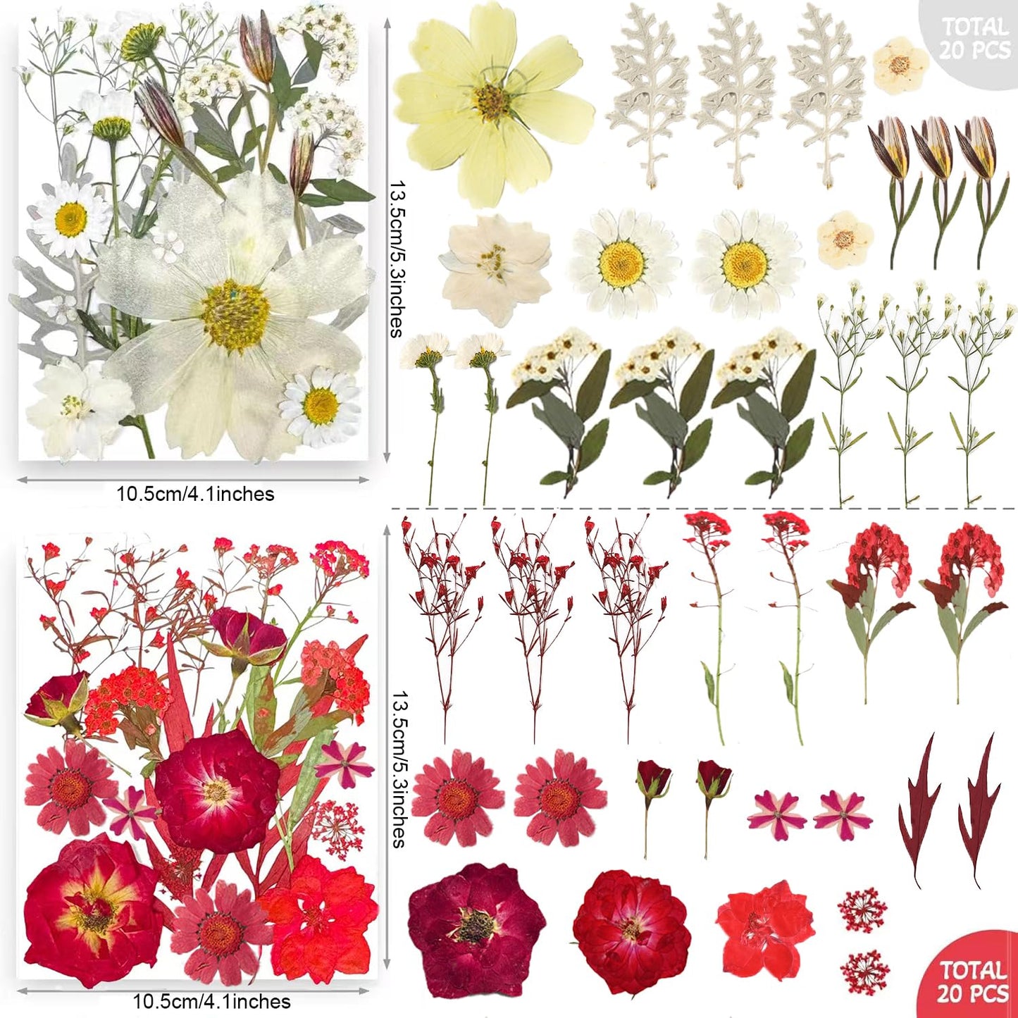 301Pcs Dried Pressed Flowers Leaves & Butterfly Stickers for Crafts,TrendCart Real Natural Dry Pressed Flowers for Resin Molds Nails Art Candle Making Phone Cases DIY Art Crafts Jewelry Making