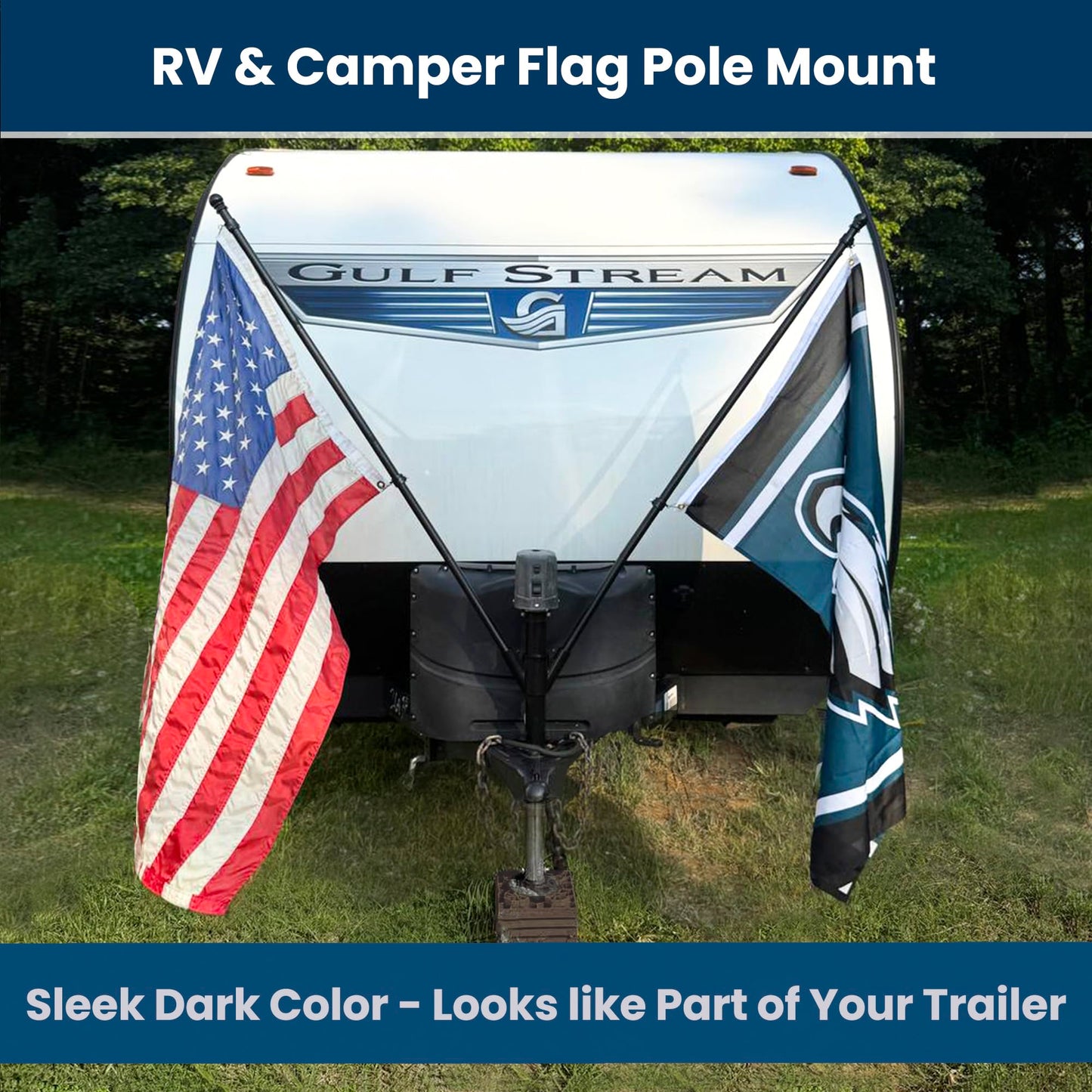 Camper & RV Accessories: Heavy Duty Dual RV Flag Pole Mount - Easy no Drilling Installation for Campers and Travel Trailers - Proudly Show Your Patriotism
