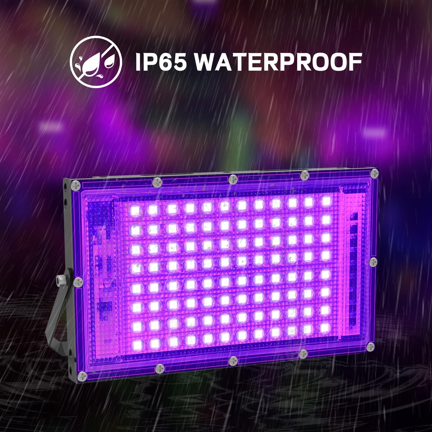100W LED Black Light 2 Pack, ELWOKS Black Lights for Glow Party, Ultra Thin Black Lights Flood Lights with On/Off Switch, Glow in The Dark, for Party, Halloween, Body Painting