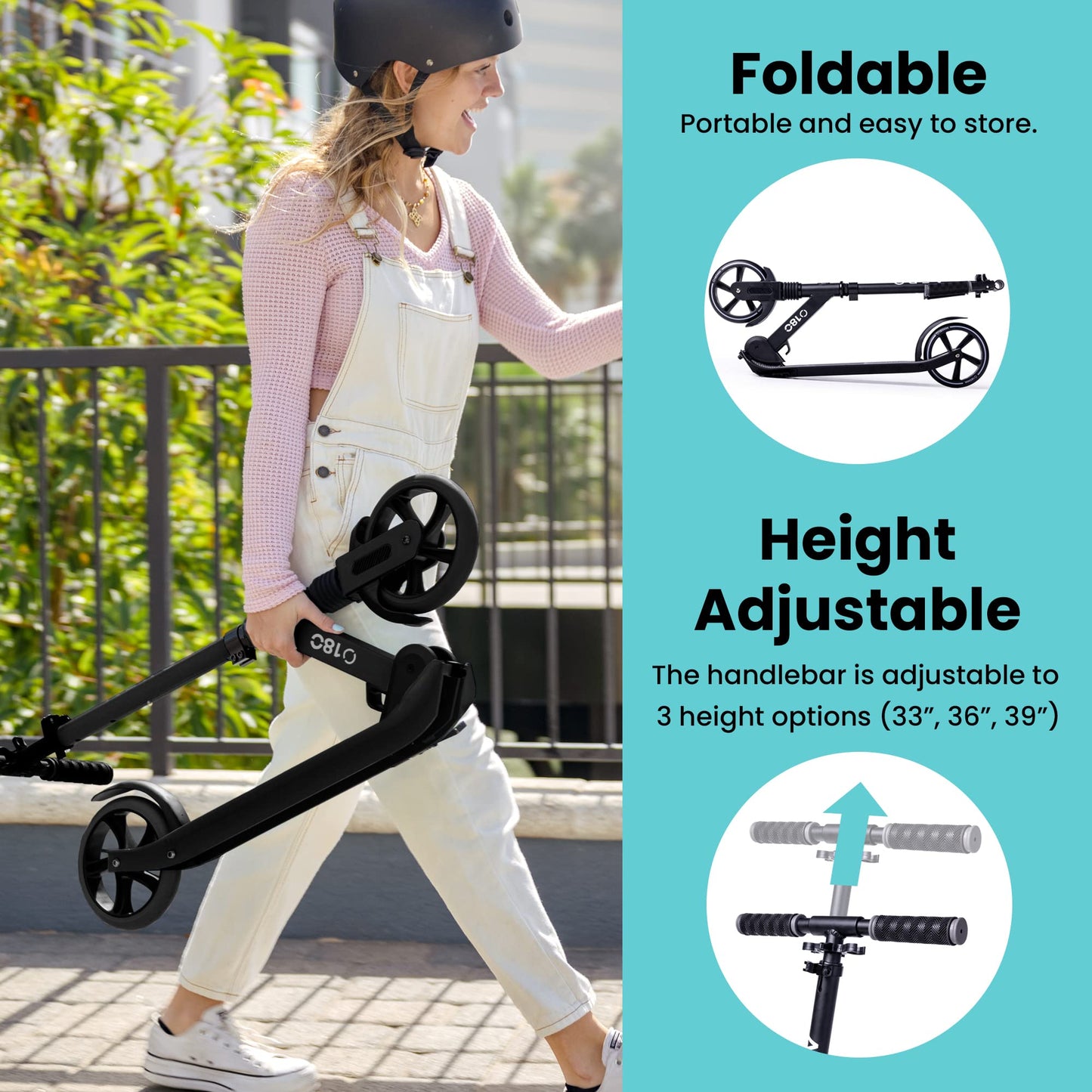 Aero Scooter for Kids 8-12, Teens & Adults | Boys Girls 2 Wheels Kick Scooters | Shock Absorption, Foldable & Height Adjustable