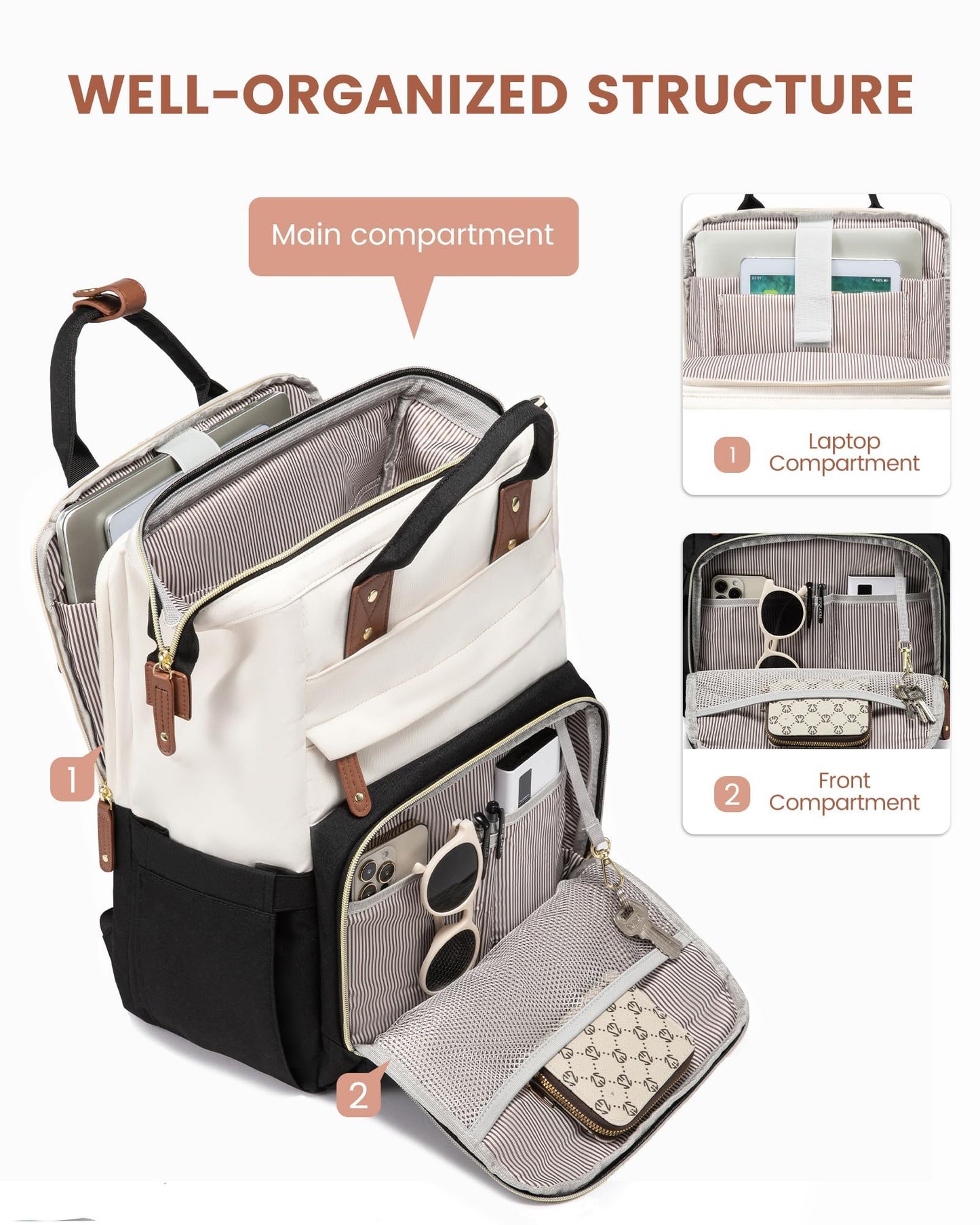 LOVEVOOK Laptop Backpack for Women, 15.6'' Waterproof Nurse Bag Teacher Work Backpack Purse for Women, Travel Computer Backpack for College Office Business Ladies