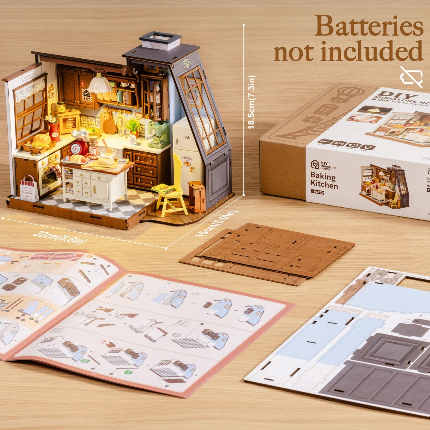 Rolife DIY Miniature House Kit for Adults, Mini Wooden Dollhouse Kit, Tiny House Diorama Building Kits-Birthday Christmas Craft Hobbies Gift for Teens Kids (Baking Kitchen)