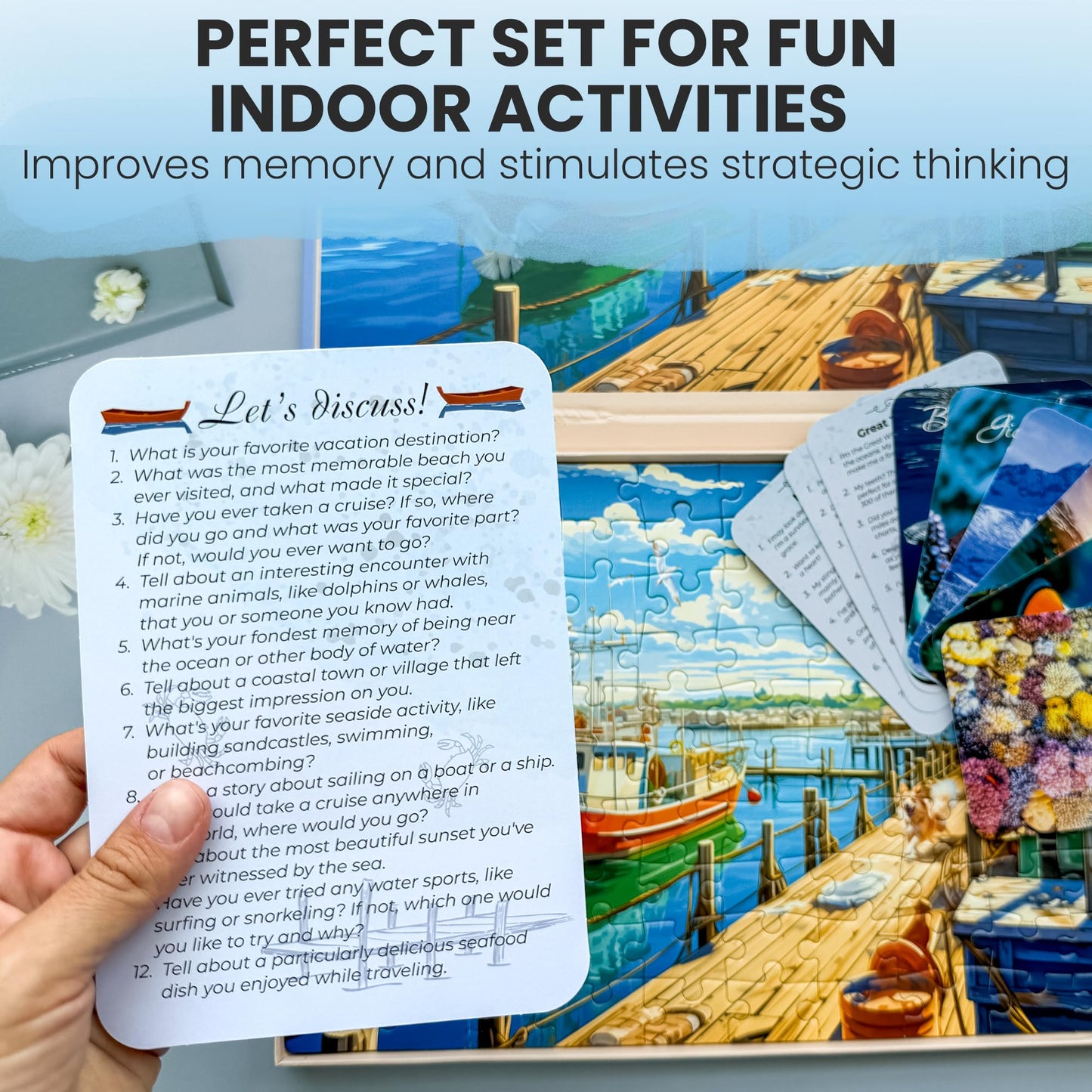 QUOKKA 100 Pieces Dementia Puzzles for Elderly - Large Piece Activities Products for Seniors - 3 Alzheimers Jigsaw Puzzle Games for Adults Embracing Travel Memories - Cognitive Gifts for Men and Women