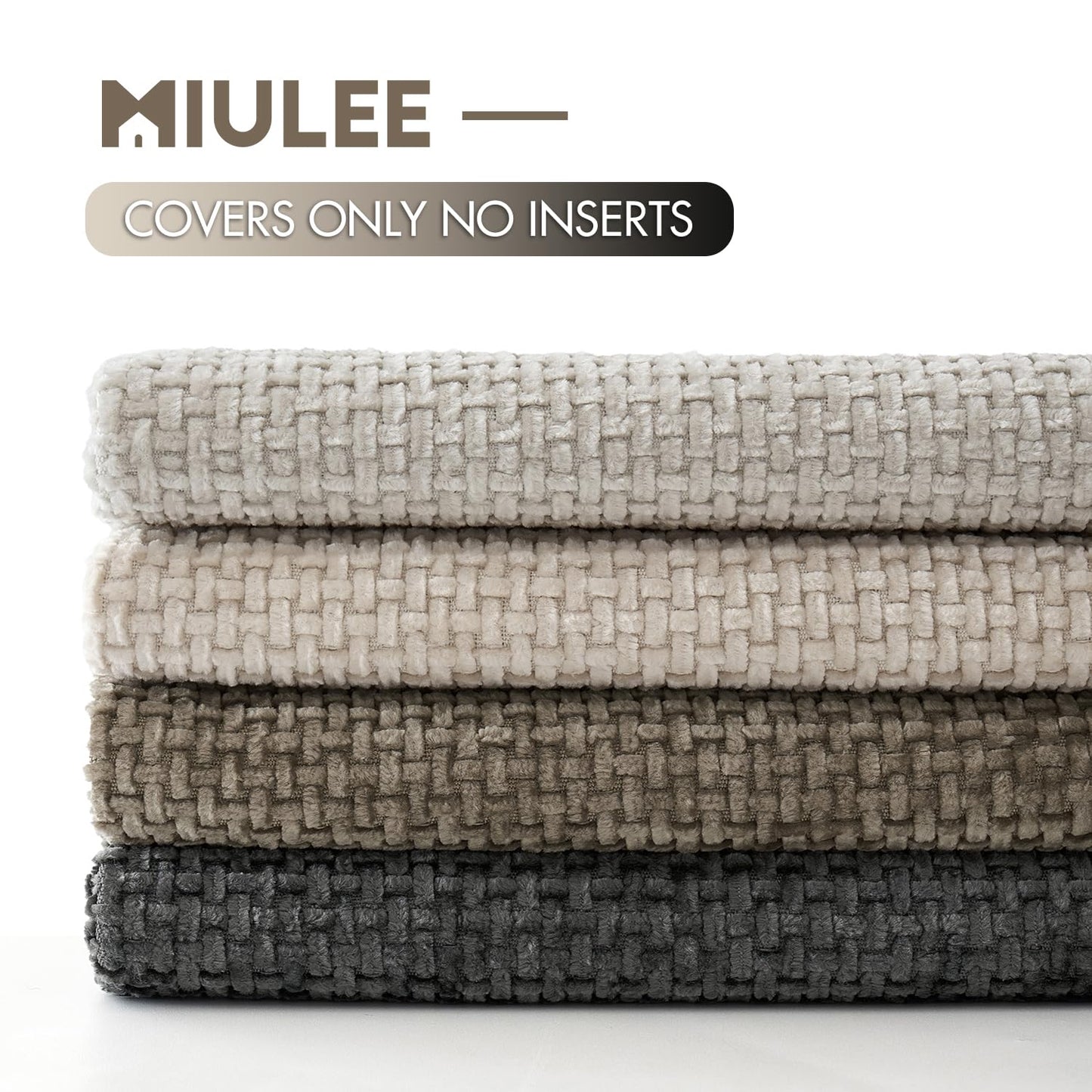 MIULEE Pack of 4 Couch Throw Pillow Covers 18x18 Inch Neutral Soft Decorative Chenille Pillow Covers Farmhouse Cushion Covers for Home Decor Sofa Bedroom Living Room