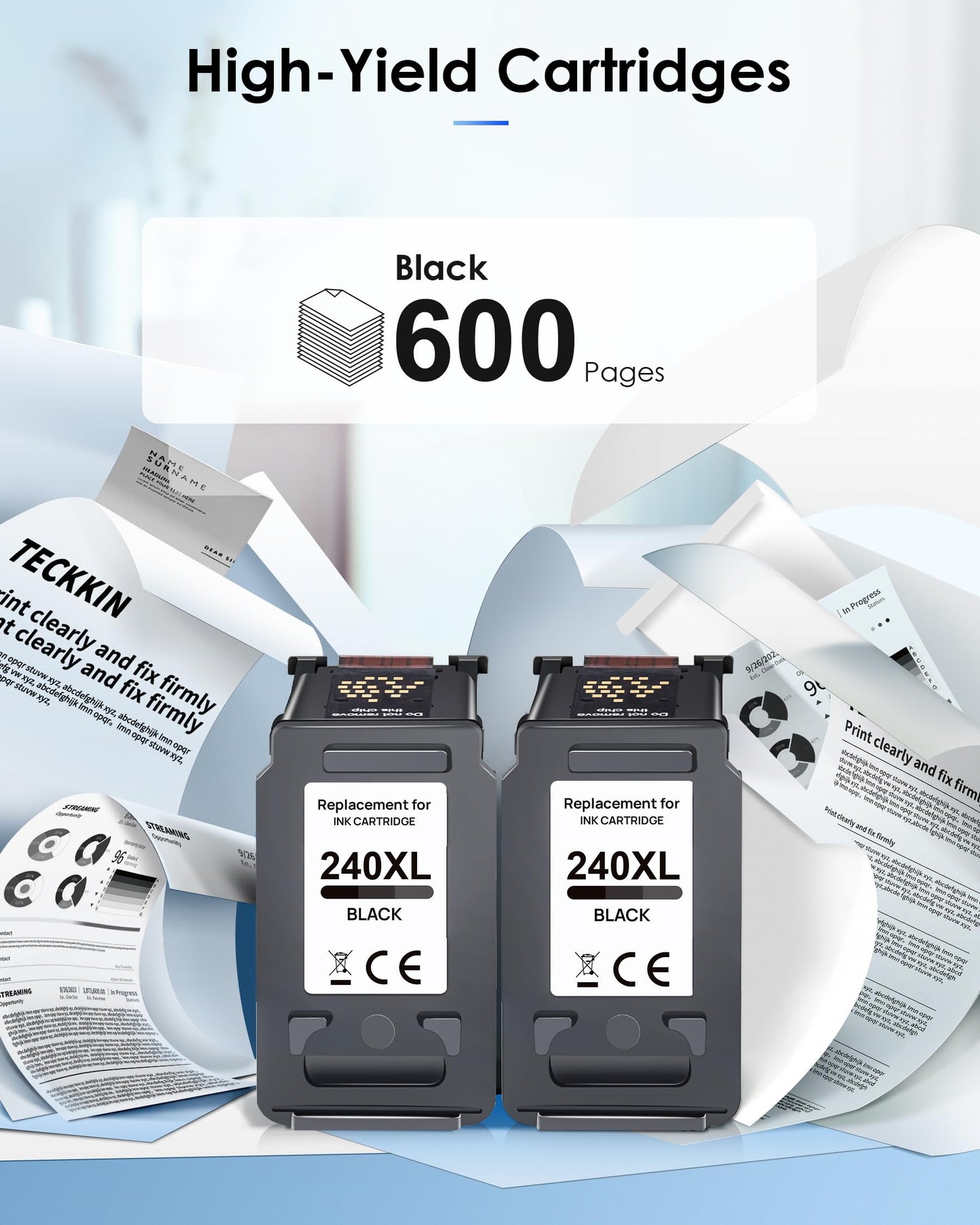 2 Pack Black 240XL Ink Cartridge Compatible Replacement for Canon 240XL PG-240XL 240 Black Ink use with PIXMA MG3620, TS5120, MG2120, MG3120, MG4120, MG2220, MG3220, MG3520 Printer