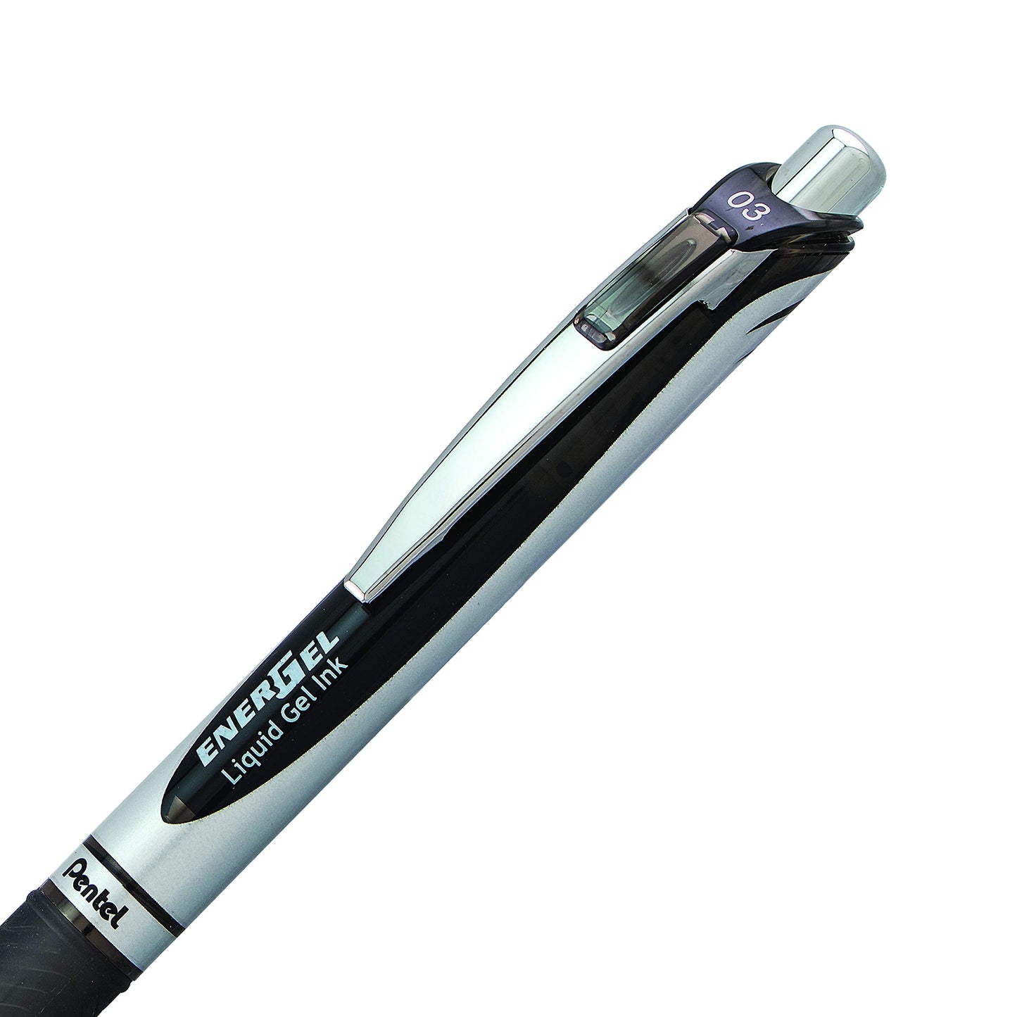 Pentel EnerGel Retractable Liquid Gel Rollerball Pen, Everyday Use, Office Supplies, School Supplies, 0.3mm Ultra-Fine Point, Black Ink, BLN73-A, Box of 12