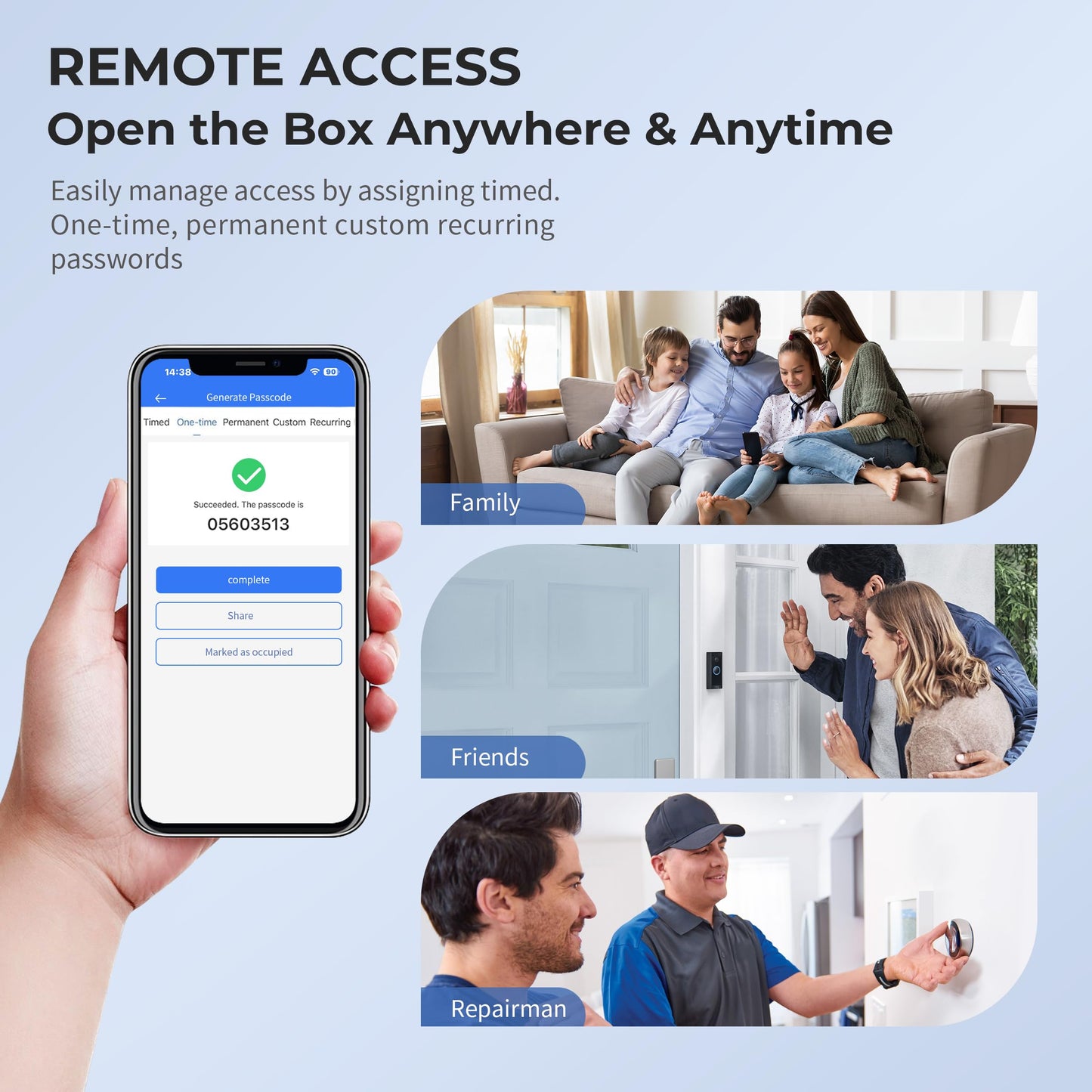 Smart Key Lock Box with Electronic Code, APP Control, PIN Code Access, Weatherproof Safe for House, Garage, Apartment