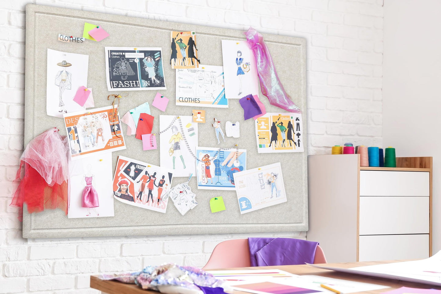 Yunihome Large Bulletin Board - Foldable 36x60 Inches Cork Board Alternative with 20 Push Pins, 5' x 3' Self-Adhesive Felt Bulletin Board for Wall, Home Office Classroom Decor