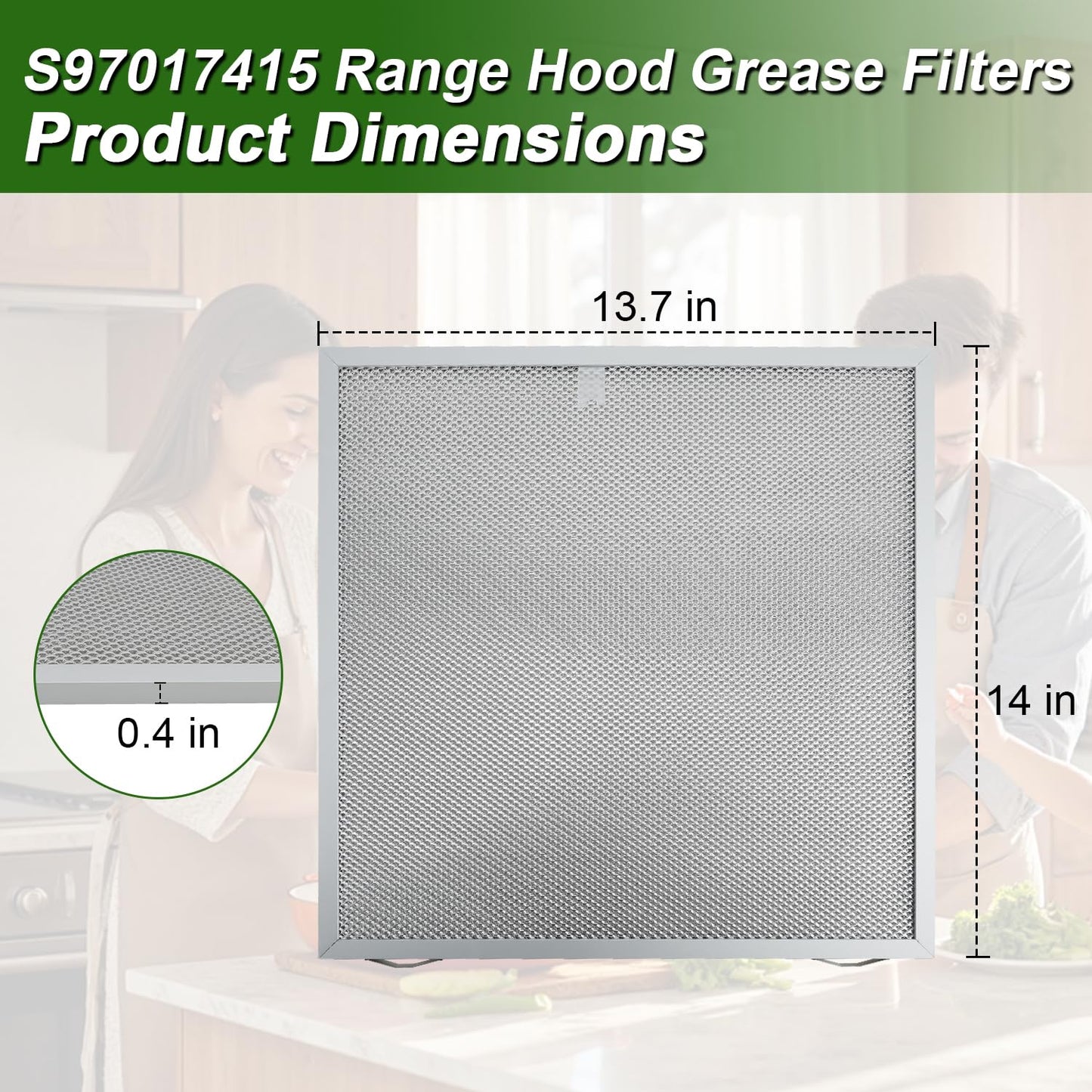 SDRZJX 2-Pack Range Hood Grease Filters 5-Layer Aluminum Mesh 14 X 13.7 X 0.4 Inchs Compatible with Broan Nutone Replace#: S97017415 97017415