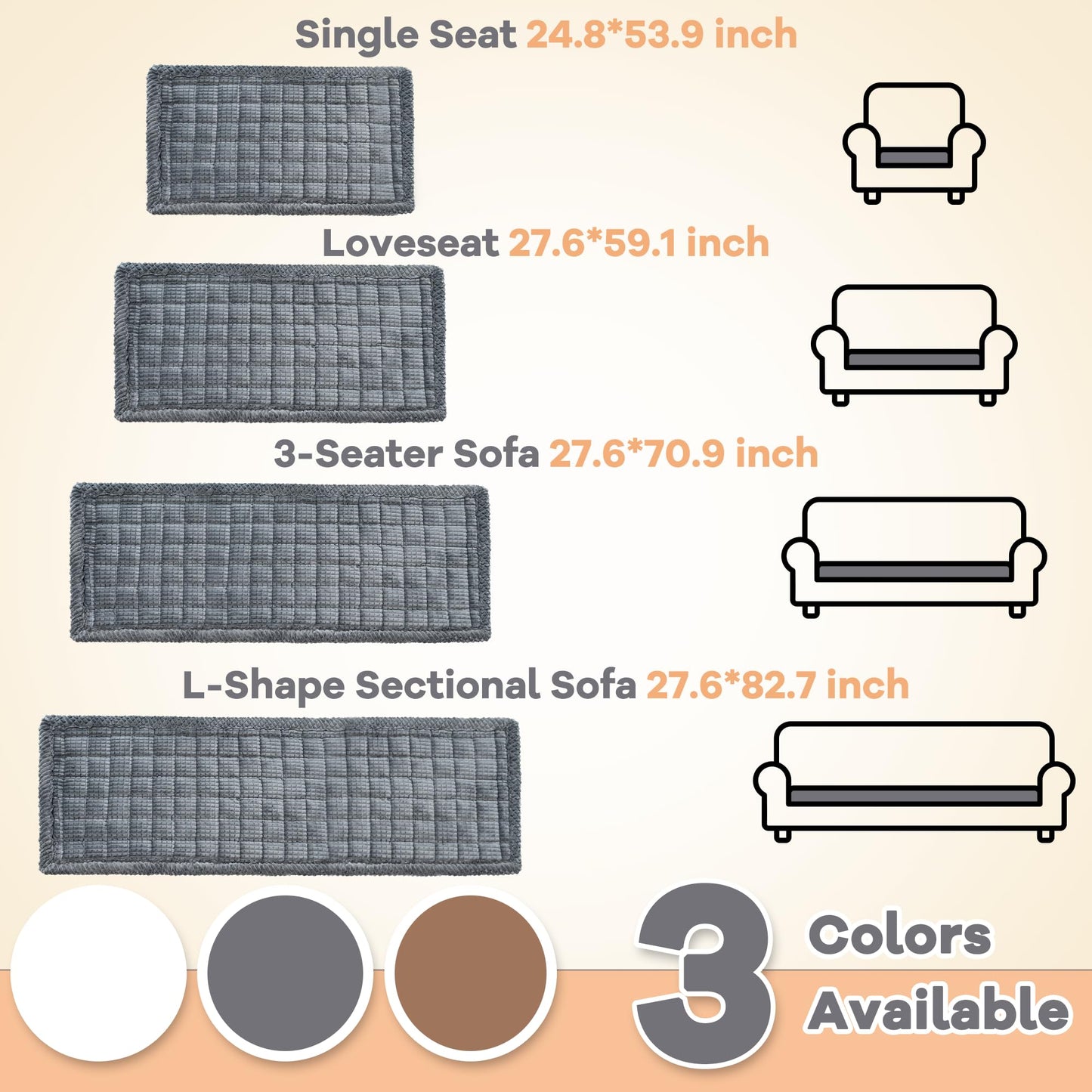 Flying Paws Washable Dog Couch Cover Protector, Non Slip Dog Bed Mat Machine Washable Large Blanket for Dogs, Pet Couches Covers for Sofa (Grey, 27.6 * 70.9 '')