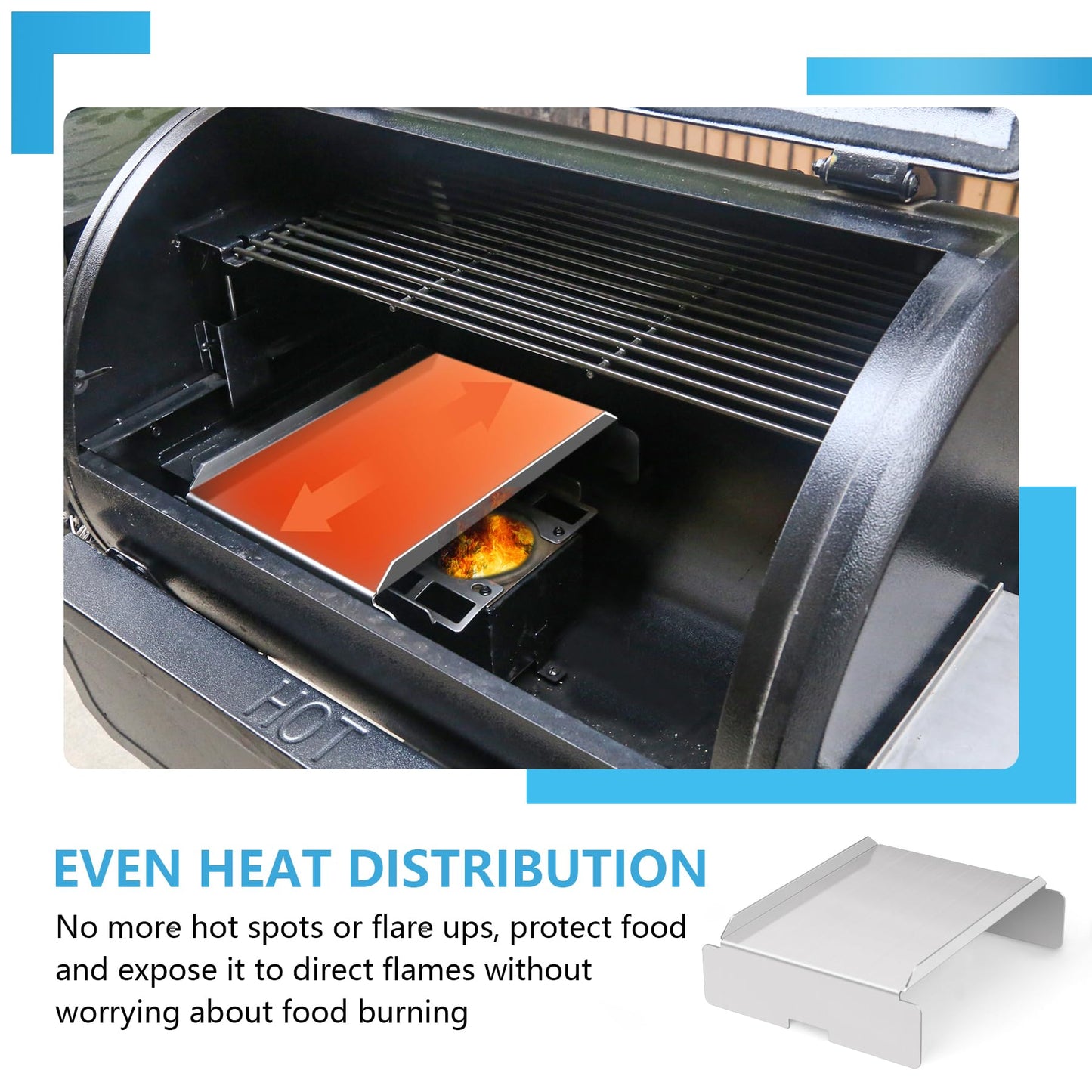 Stainless Steel Grill Heat Baffle Diffuser Replacement for Pit Boss 700 820 850 1000 1150 1250 1300 1600 Series Pellet Smoker Grill Accessories etc.,Modified Flame Tamer for Pit Boss Heat Deflector