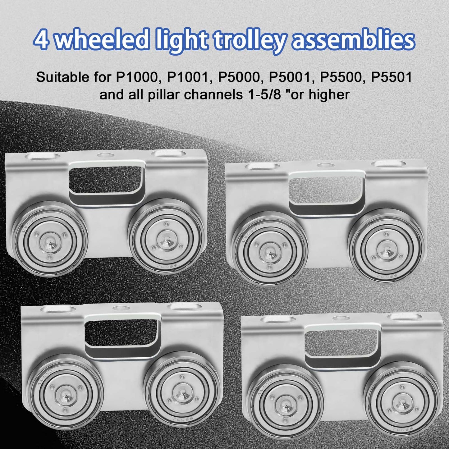 P2750-EG Trolley Assembly 4 Wheel Light Duty for Use with All 1-5/8" P1000, P1001, P5000, P5001, P5500, P5501 or Taller Strut Channel, Unistrut, Superstrut (4Pack)