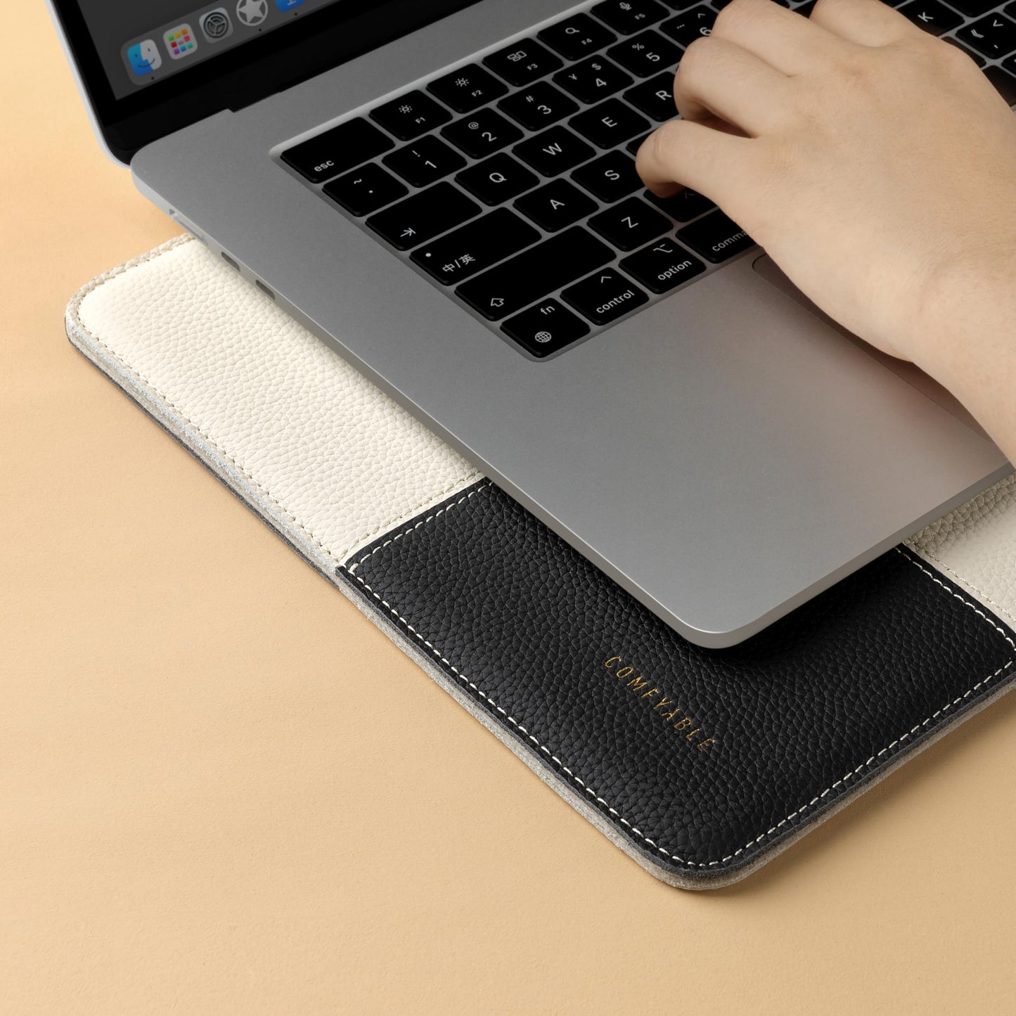Comfyable Laptop Sleeve 13 Inch Precisely Compatible with MacBook Air M5 2026 & MacBook Pro M2 M1 2022, Genuine Leather Cover Case, Black & Cream