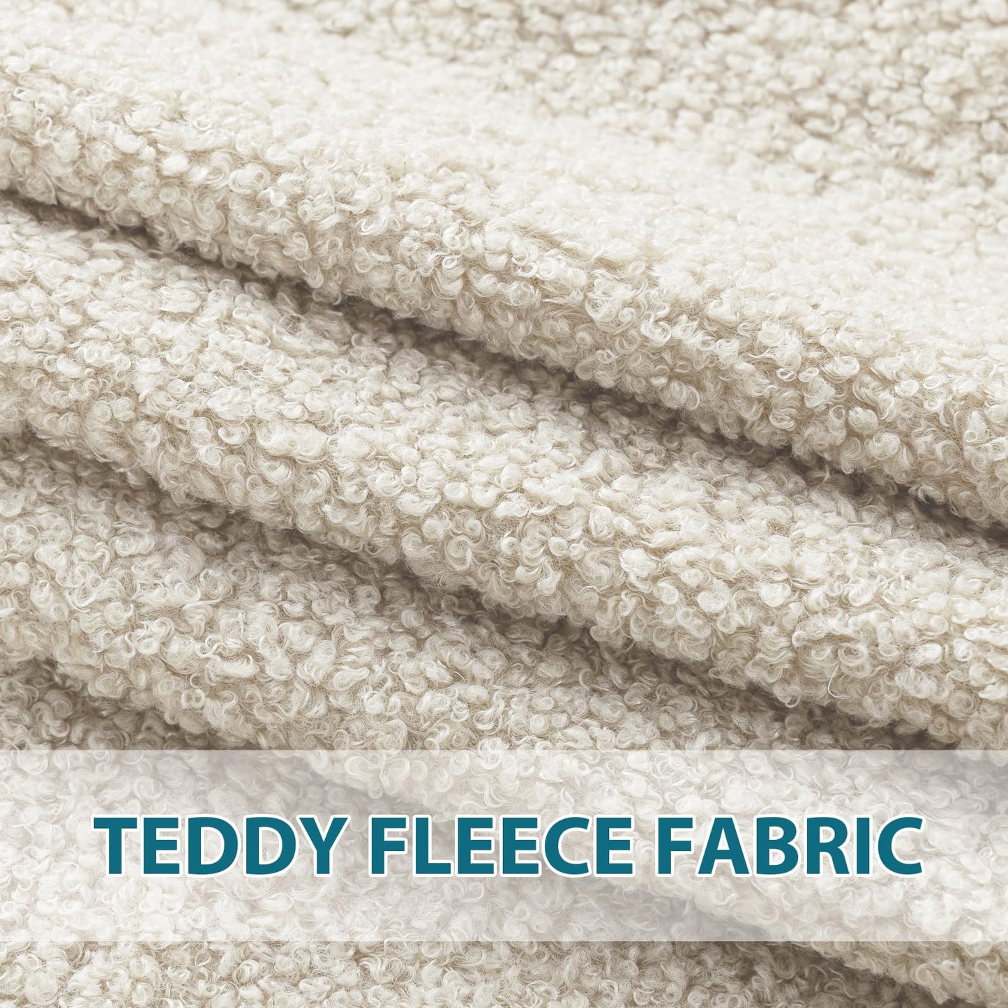 Turquoize Teddy Fleece Sofa Covers with Waterproof Seat Couch Cover 1 Piece Stretch Sofa Slipcover with Elastic Bottom Furniture Protector for Kids, Pets, Dog 3 seat (Seat Width 58"-66"), Cream