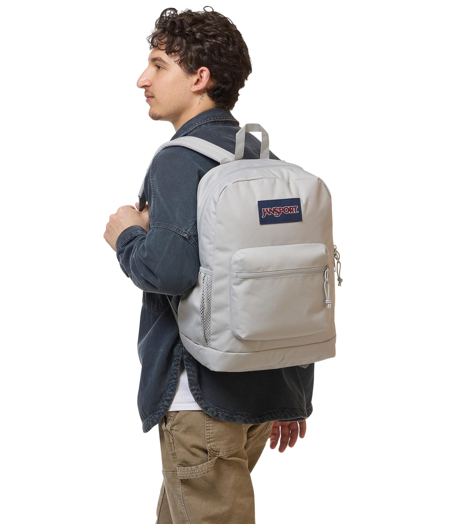 JanSport Cross Town Plus Backpack - Large Main Compartment, Side Water Bottle Pocket, 15-Inch Padded Laptop Sleeve - Grounded Grey