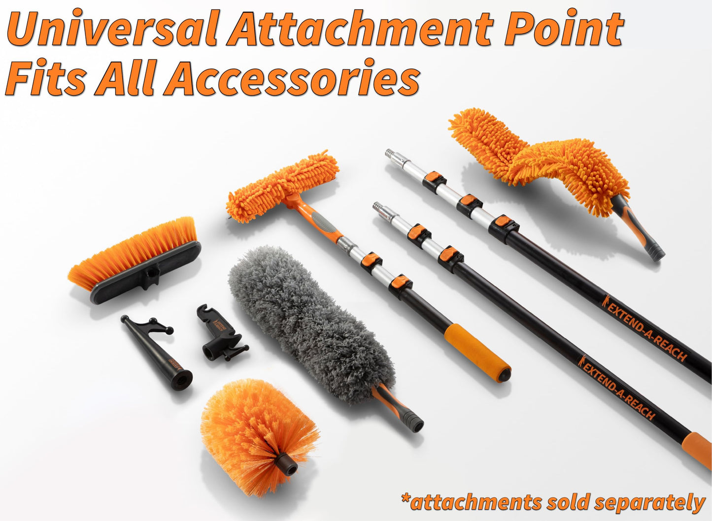 4-12 ft Long Telescopic Extension Pole // Multi-Purpose Extendable Pole with Universal Twist-on Metal Tip // Lightweight and Sturdy // Best Telescoping Pole for Painting, Dusting and Window Cleaning