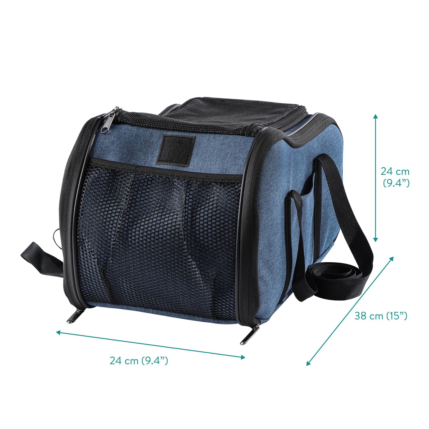 Navaris Dog Car Seat - Secure and Comfortable Pet Carriers for Small Dogs - Centre Console Car Seats - Booster and Bed with Zipper, Leash, and Cushion - Cat, Dog & Puppy Travel Bag