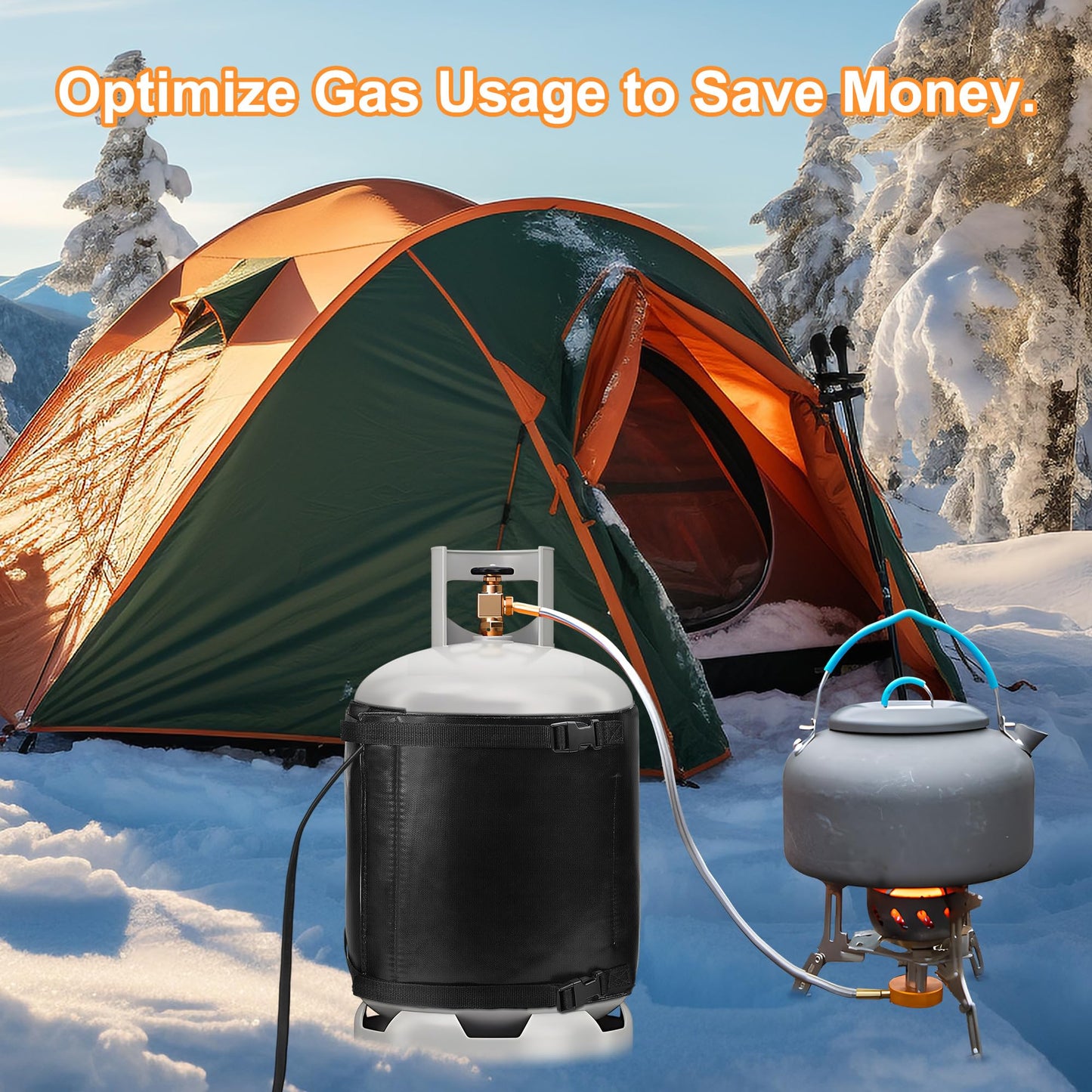 Propane Tank Heater Blanket - 47.5 x 13.5" Gas LP Cylinder Warmer With Temperature Control 85-105F for 30, 40 LB Tanks
