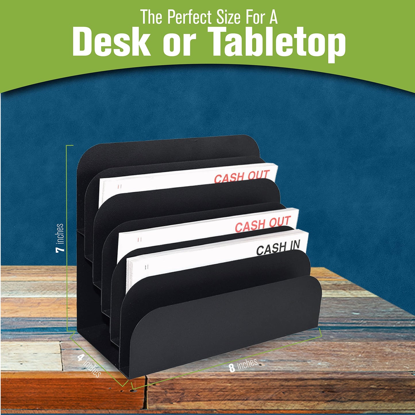 STEELMASTER by BankSupplies Steel Cashier Pad Rack – 6 Slot File & Desk Organizer, Paper Organizer, Black Powder Coat Finish, Scratch & Chip-Resistant - Forms, Applications, Deposit Slips & Checks