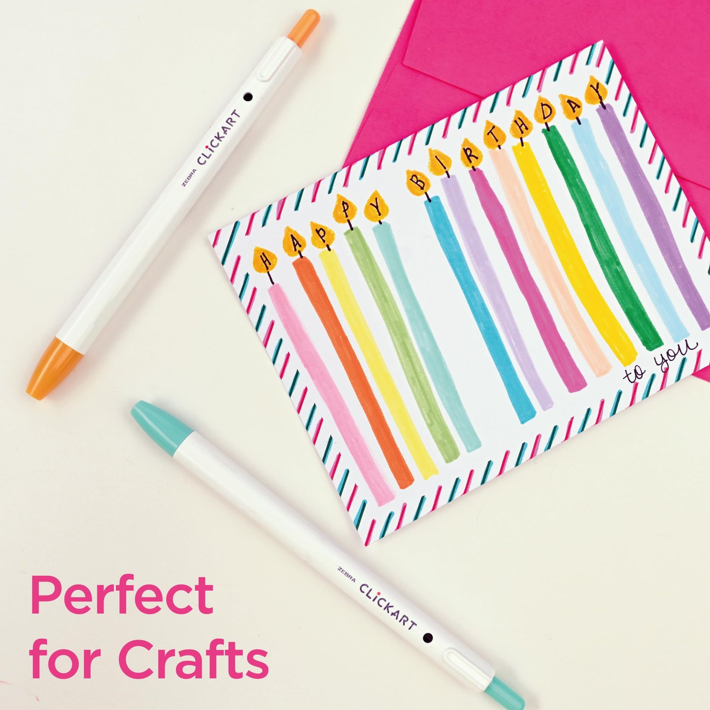 Zebra Pen CLiCKART Retractable Felt Tip Pen, Assorted Ink Colours, 0.6mm Fine Point, Moisture Absorbing to Prevent Drying Out, No Bleed, Ideal for Journaling, Drawing and Writing, 24-Pack (69824)