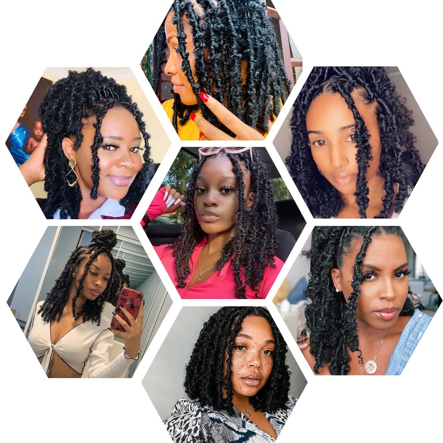 GUOHUI Super Light Butterfly Locs Crochet Hair 10 Inch 6 Packs Pre-Looped Soft Distressed Faux Locs Braids for Women Kids (10 Inch,2#)
