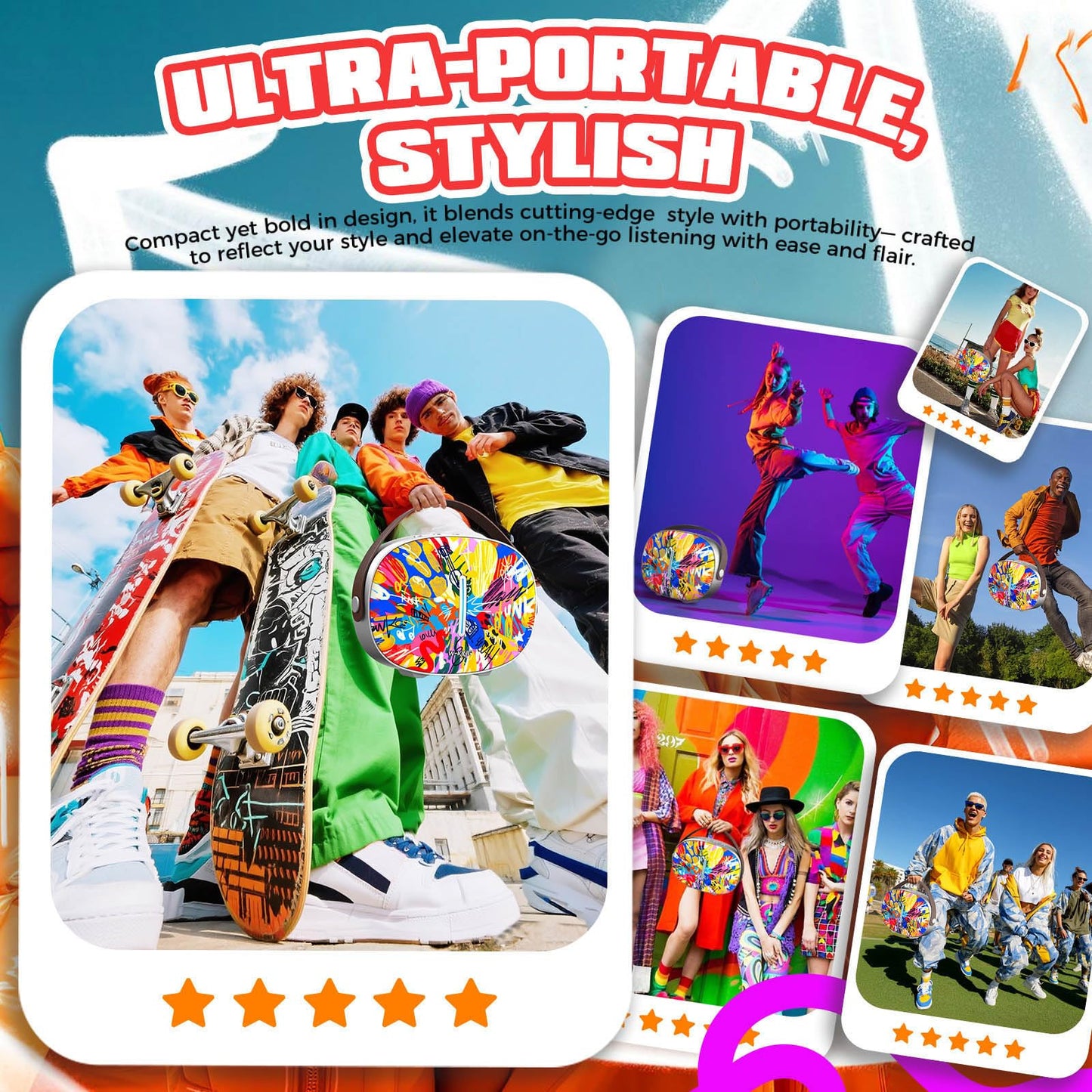 Bluetooth Speaker, W-KING T8II Portable Loud Speakers Bluetooth Wireless, 96W Max Party Large Outdoor Speaker Boombox Subwoofer, Heavy Bass/Crystal Clear Sound/Fast Charging/LED/BT5.4/AUX/USB Playback