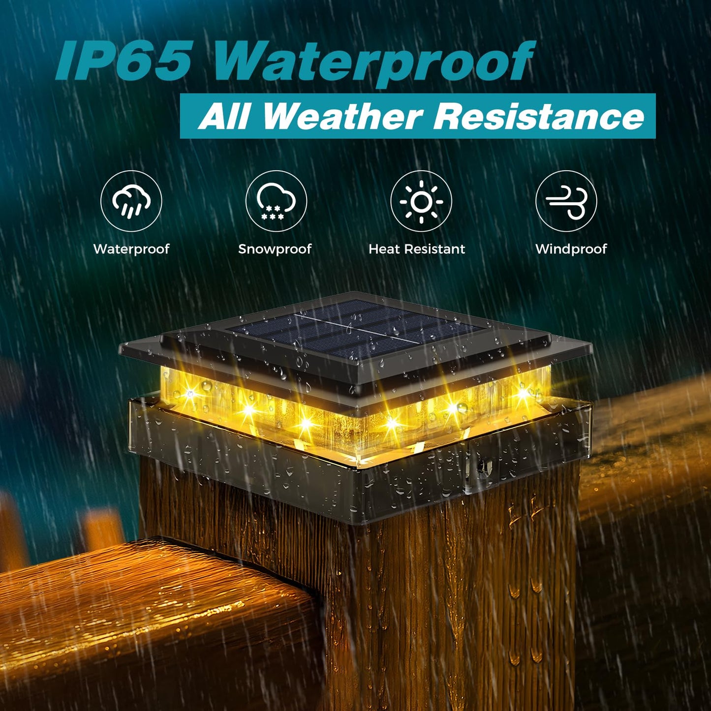 kolpop 4x4 Solar Post Cap Lights,Warm White Bright Outdoor Fence Post Solar Lights,IP65 Waterproof Desk Post Solar Light for Patio Garden Porch Fence Deck Wooden/Vinyl Posts,Black 12 Pack