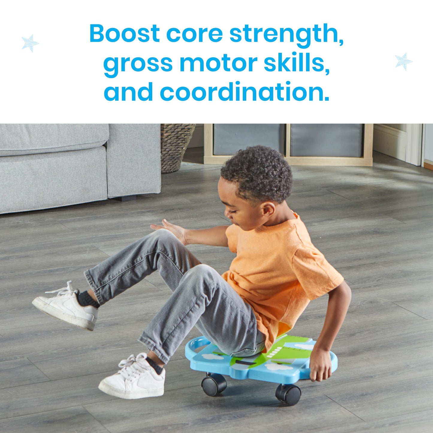 hand2mind Green Plane Glider Scooter Board, Floor Scooter Board, Gross Motor Toys, Kids Exercise & Physical Education Equipment, Playground Toys, Indoor Active Play, Toddler Outdoor Activities