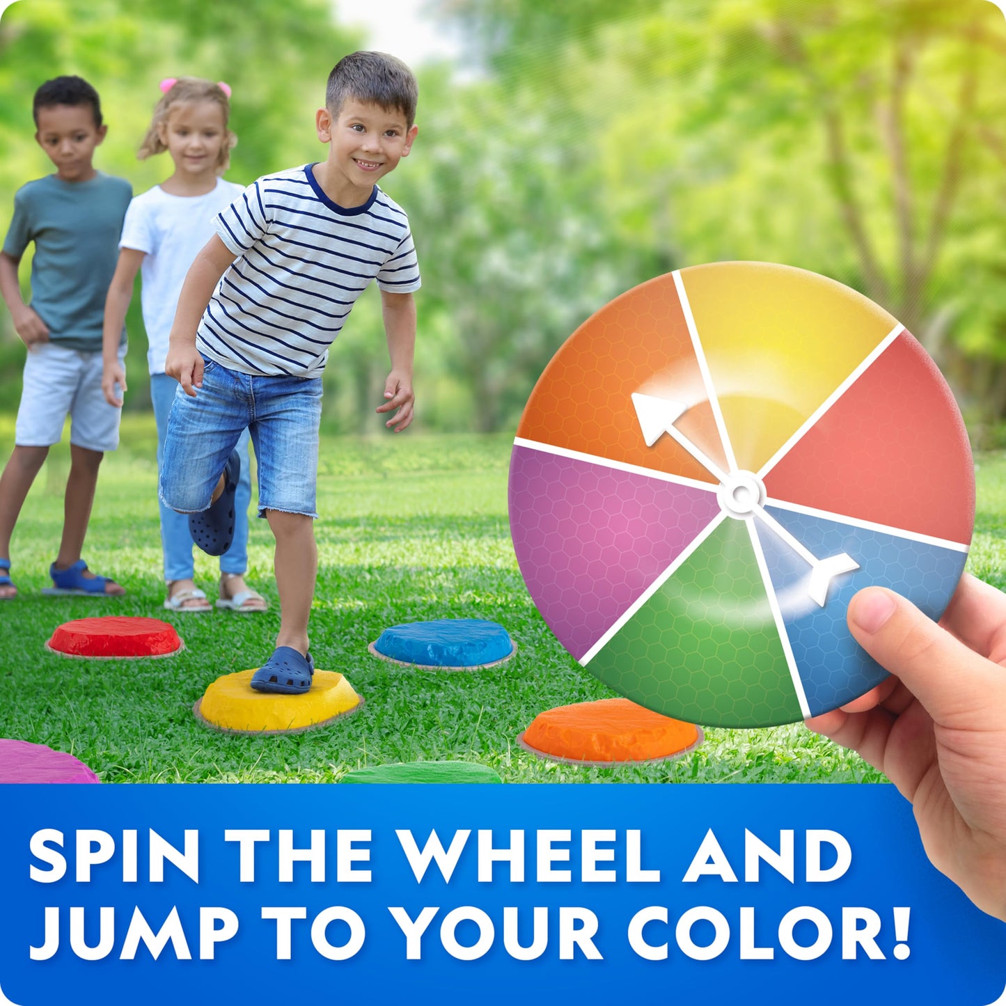 National Geographic Stepping Stones for Kids - 6 Durable Non-Slip Stones Encourage Toddler Gross Motor Skills, Balance, Obstacle Course