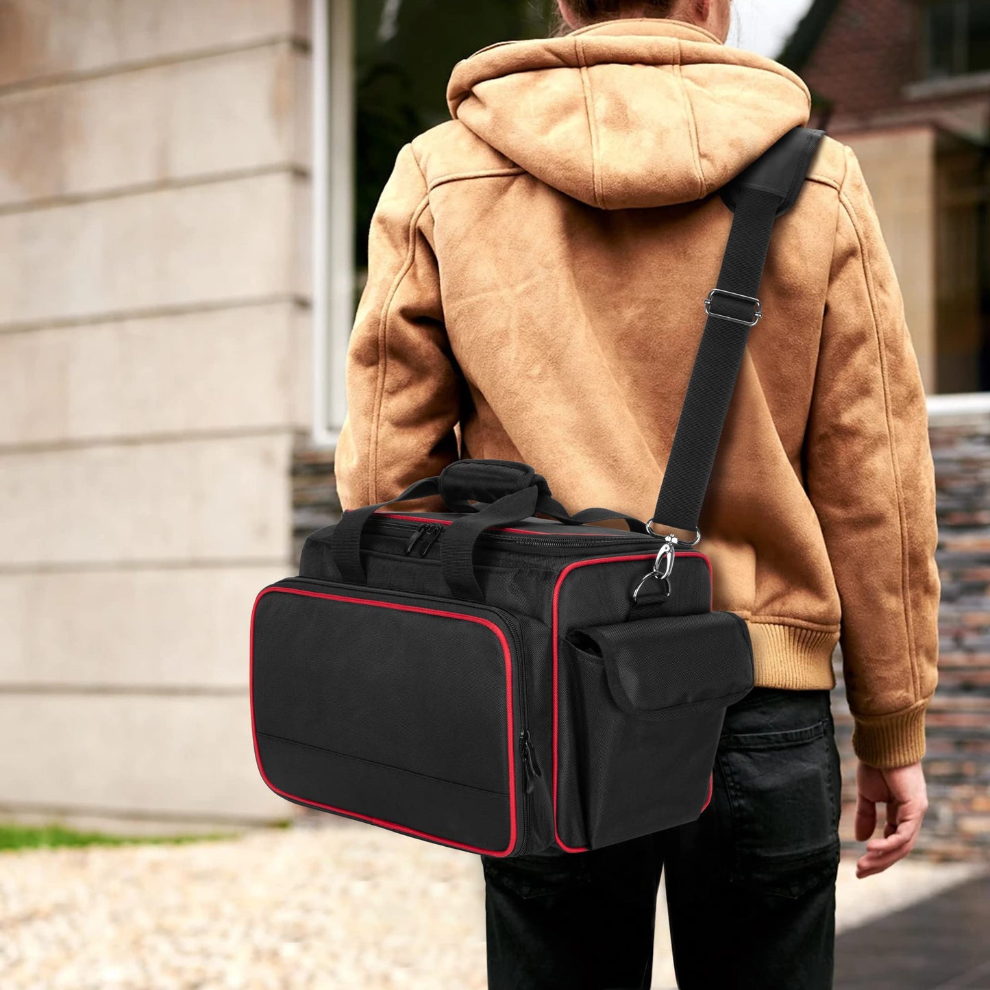 BAFASO Barber Bag with Adjustable Dividers, Travel Barber Case Holds Various Hair Cutting Tools (Bag Only), Black