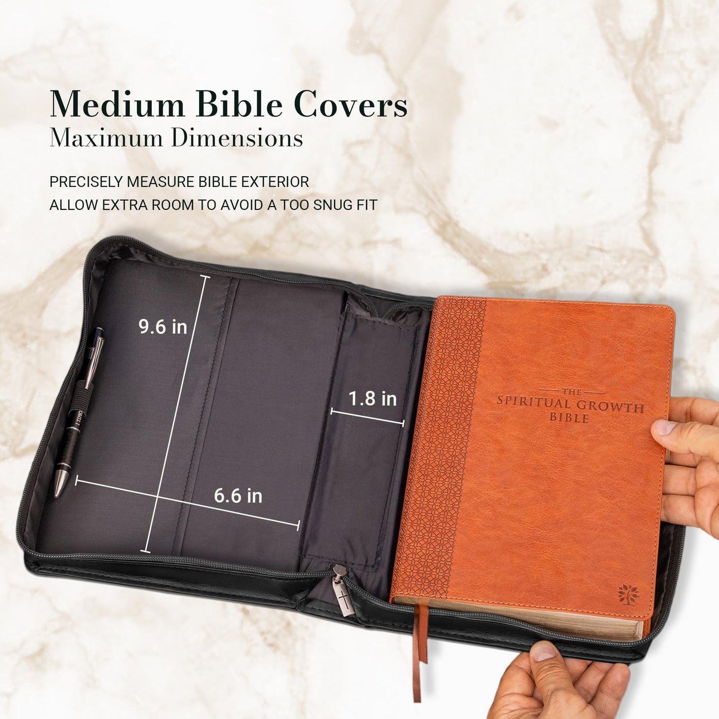 Bible Cover Classic Black/Gray Be Strong Josh. 1:9