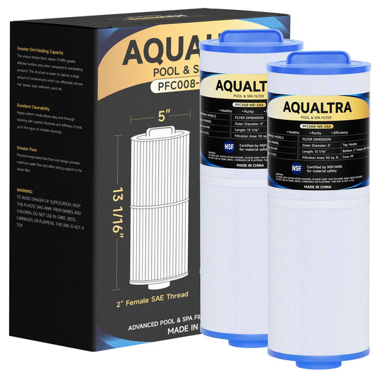 AQUALTRA Spa Filter Replacement Compatible with PWW50L, 4CH-949, FC-0172, SD-01143, Waterway 817-4050, Dynasty Rising Dragon 50, SC757, FD2007, 5" x 13 1/16" Screw in Hot Tub Filter 2 Pack
