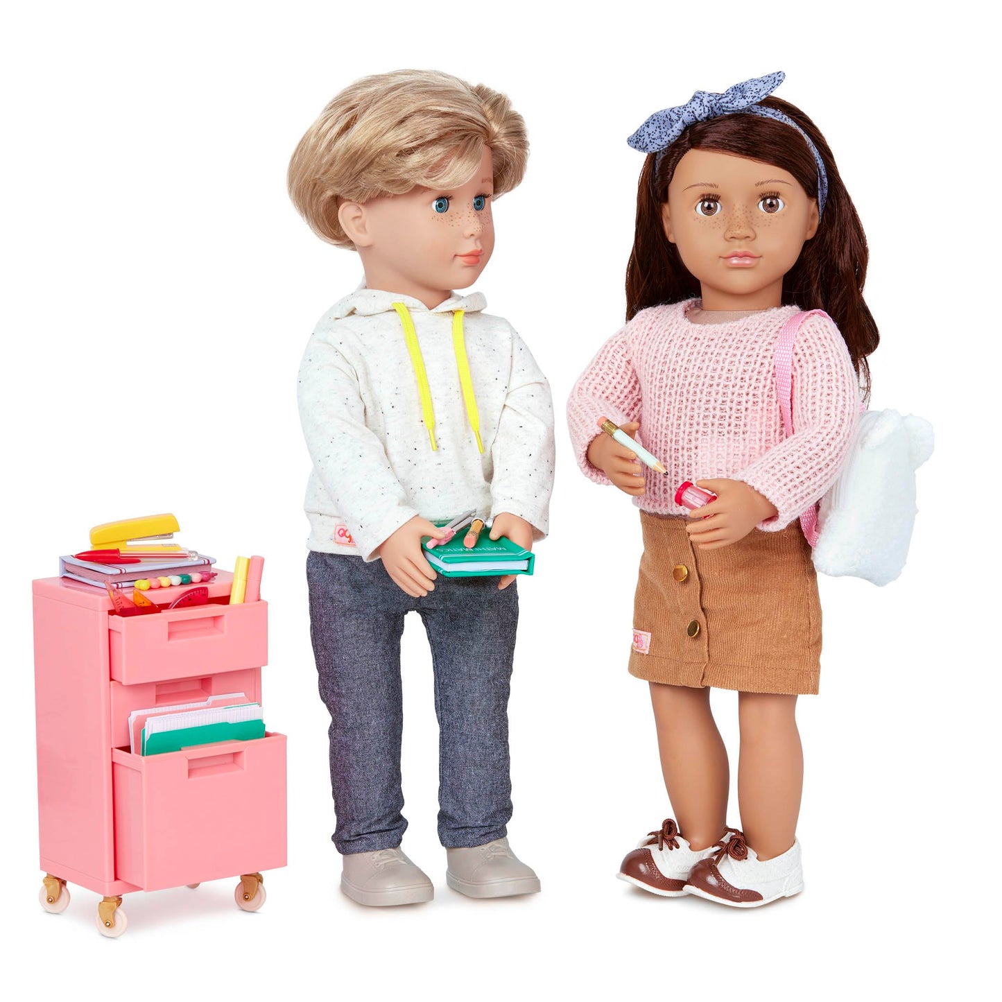 Our Generation – 18" Doll Accessories – Classroom Filing Cabinet – Furry School Bag & School Supplies – Pretend Play Toys – Kids Ages 3 Years Old & Up – Ready, Set, Learn!
