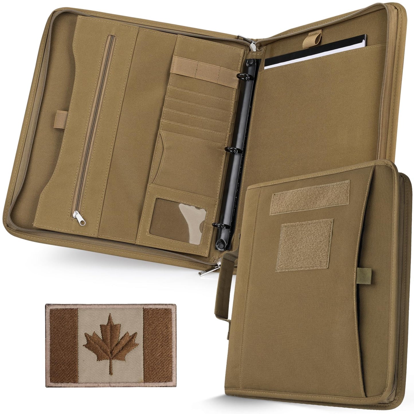 LIVANS Tactical Notebook Portfolio Padfolio Ring Binder with Zipper Army Military Notebook Planner Contains 25 Sheets A4 Letter Paper and Detachable 3-Ring Binder Multi-Storage Handle Bag for Out-work