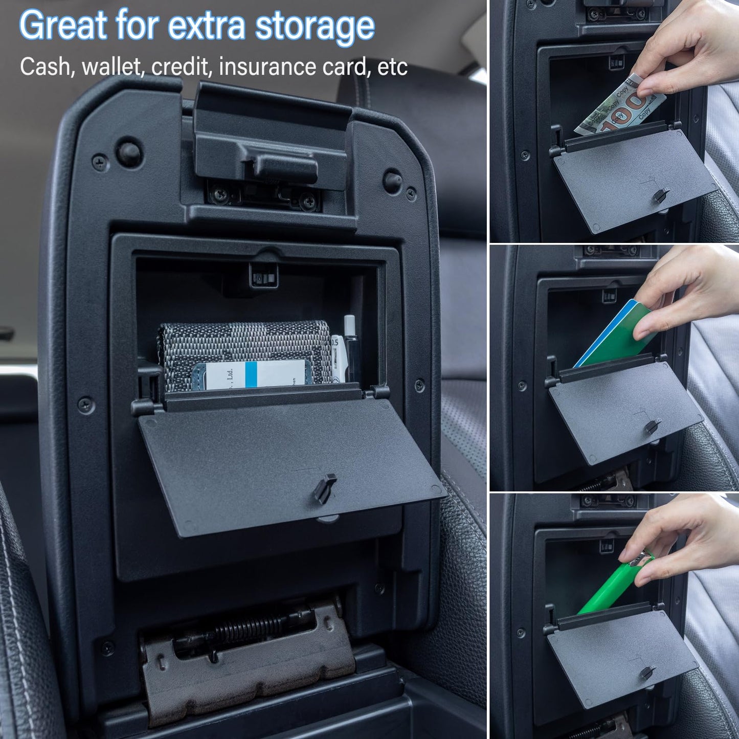JKCOVER Center Console Hidden Box Organizer Compatible with 2016-2021 2022 2023 Toyota Tacoma Accessories Armrest Hidden Storage Box Secret Compartment Press to Open and Close (Patent Design)