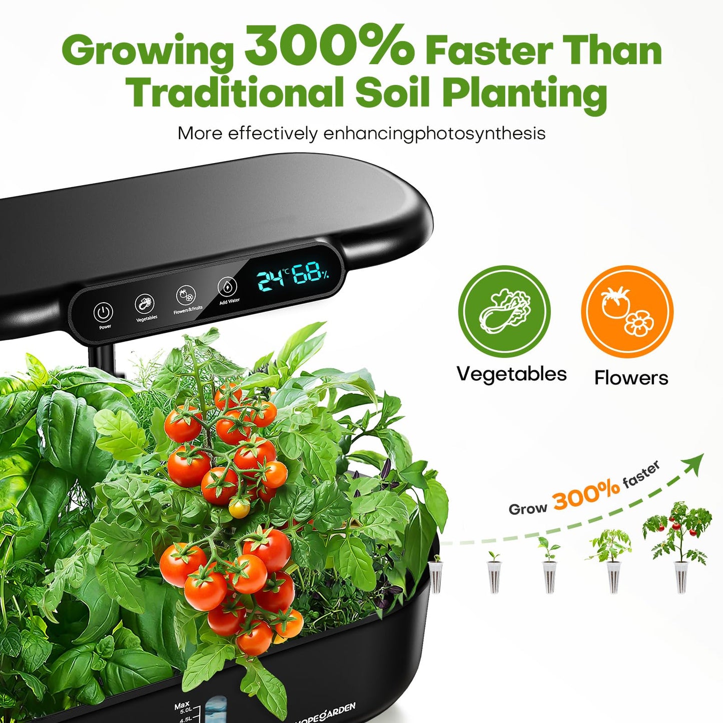 Ahopegarden Indoor Hydroponics Growing System Kit: 12 Pods Herb Garden with Temperature and Humidity Monitor, LED Grow Light for Growing Vegetables & Lettuce, Hydroponic Planter for Home Gift