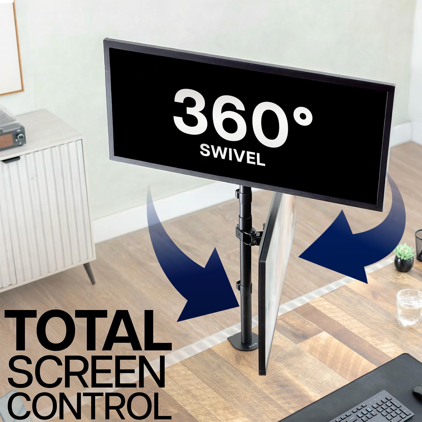 VIVO Dual Vertically Stacked Monitor Desk Mount, Extra Tall Adjustable Stand for 2 Ultrawides up to 34 inches, 22 lbs Capacity, Black, STAND-V002T